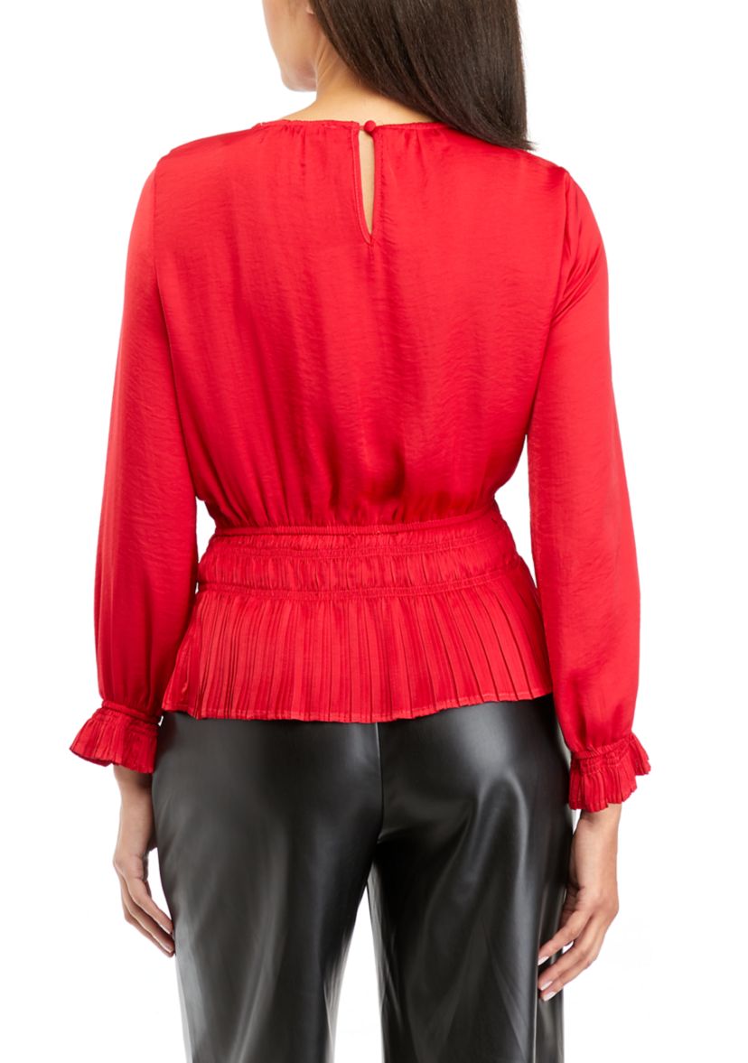 Womens Solid Peplum Airflow Blouse