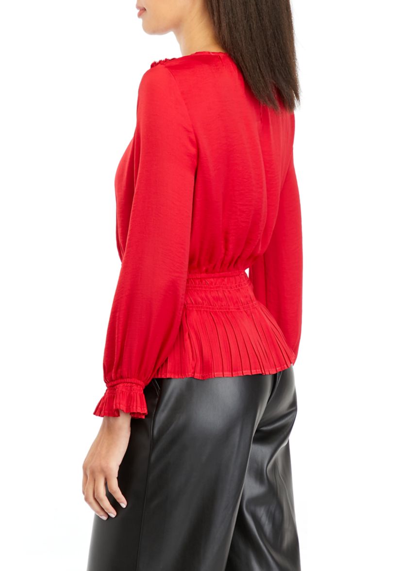 Womens Solid Peplum Airflow Blouse
