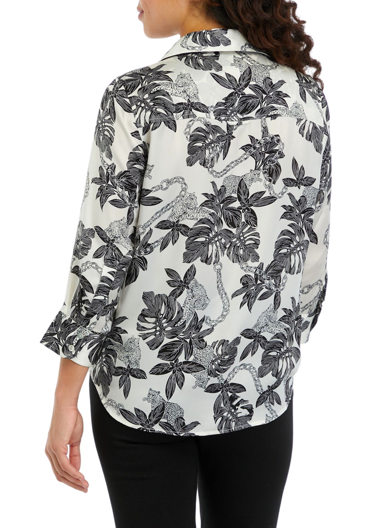 	  Petite Long Sleeve Collared Button Down Shirt 