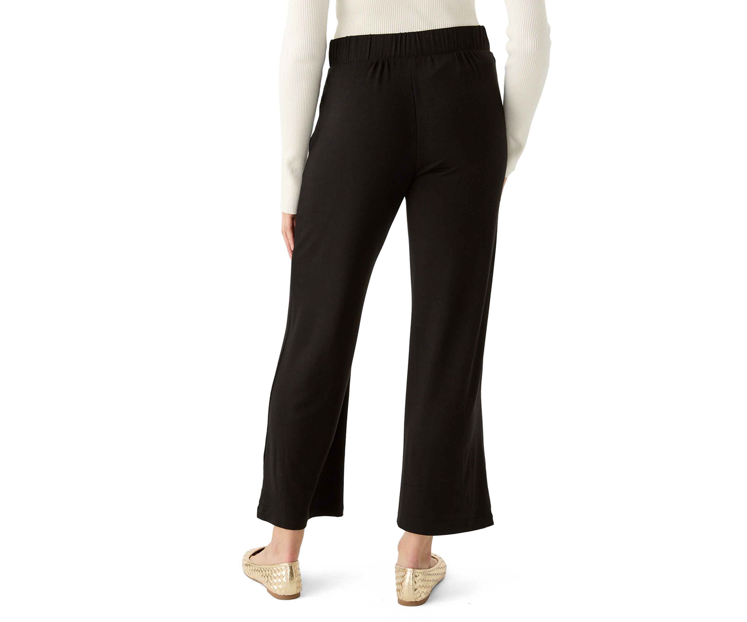 Petite Pull On Straight Leg Pants with Shirred Back