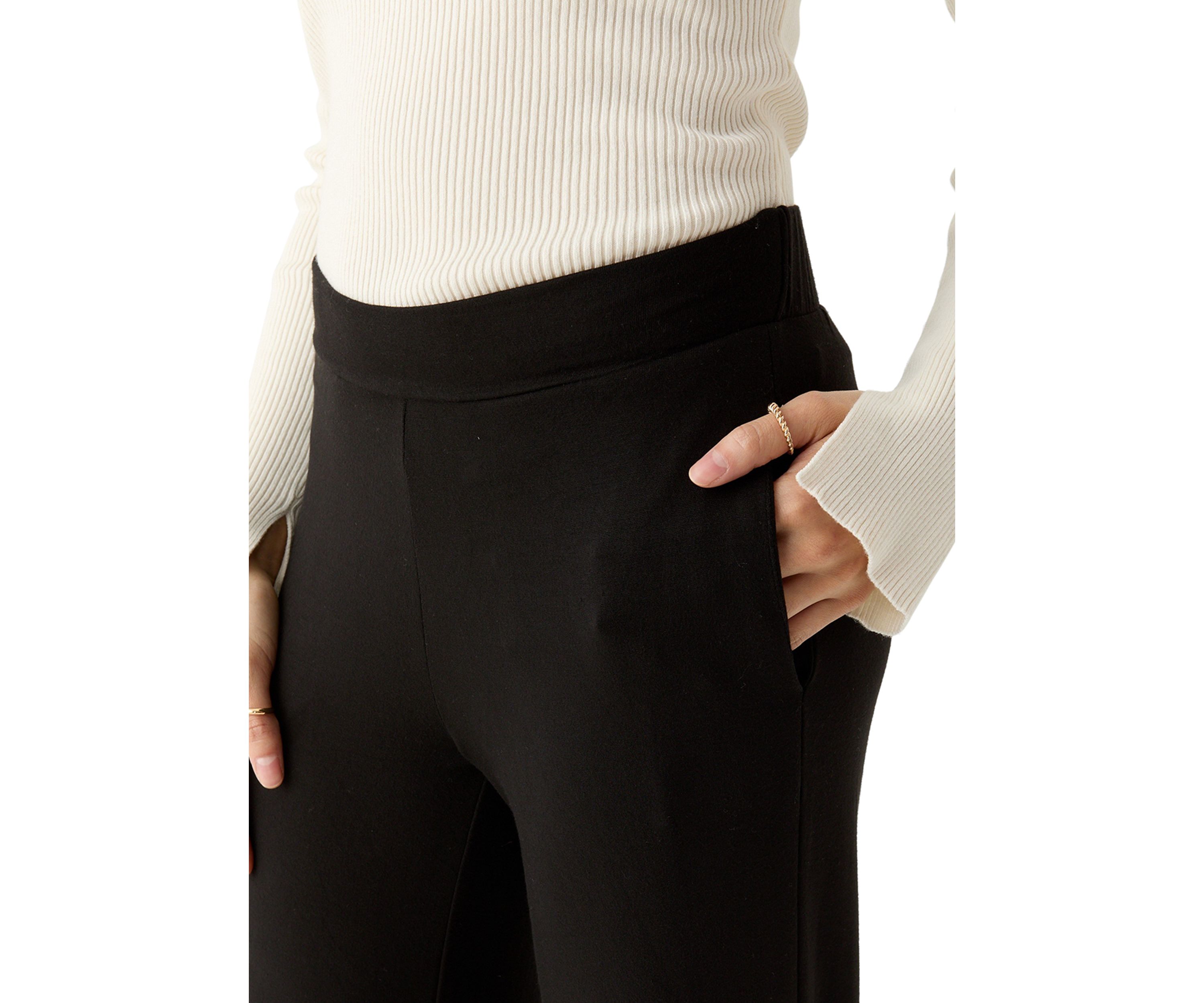Petite Pull On Straight Leg Pants with Shirred Back