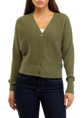 T TAHARI Women's Petite V-Neck Sweater Knit Cardigan