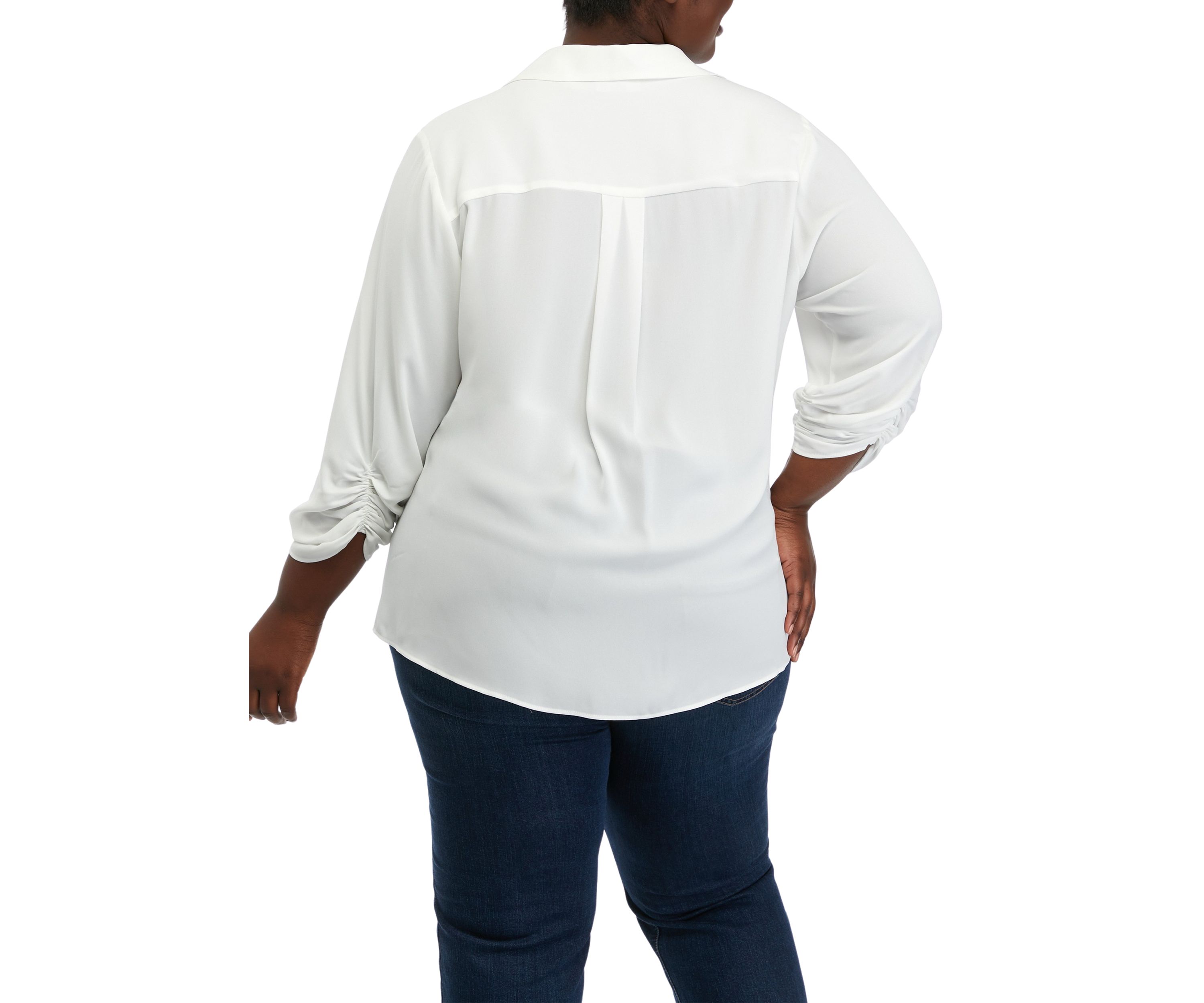 Plus Size 3/4 Sleeve Button Down Blouse