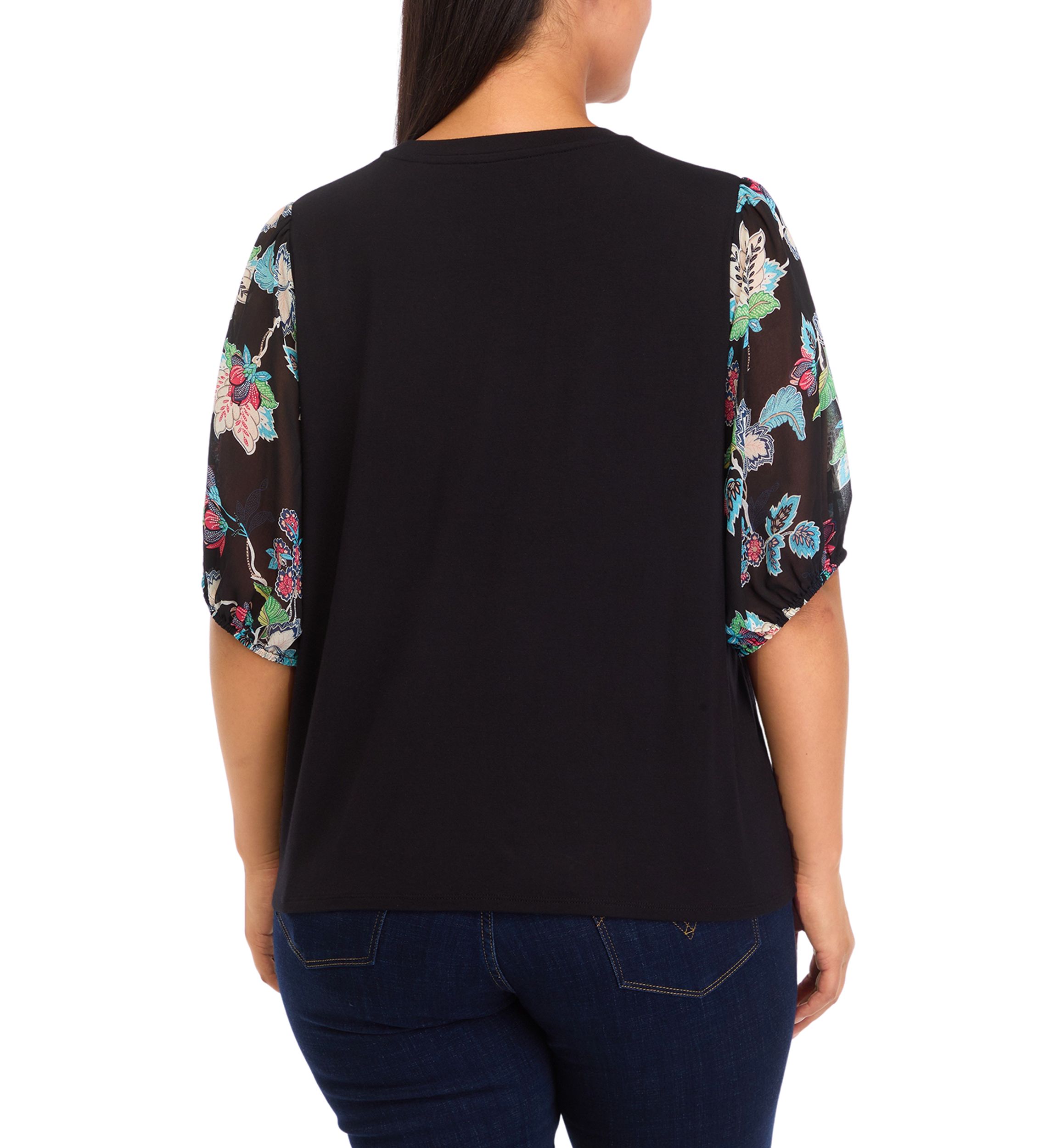 Plus Size Elbow Blouson Sleeve Top 