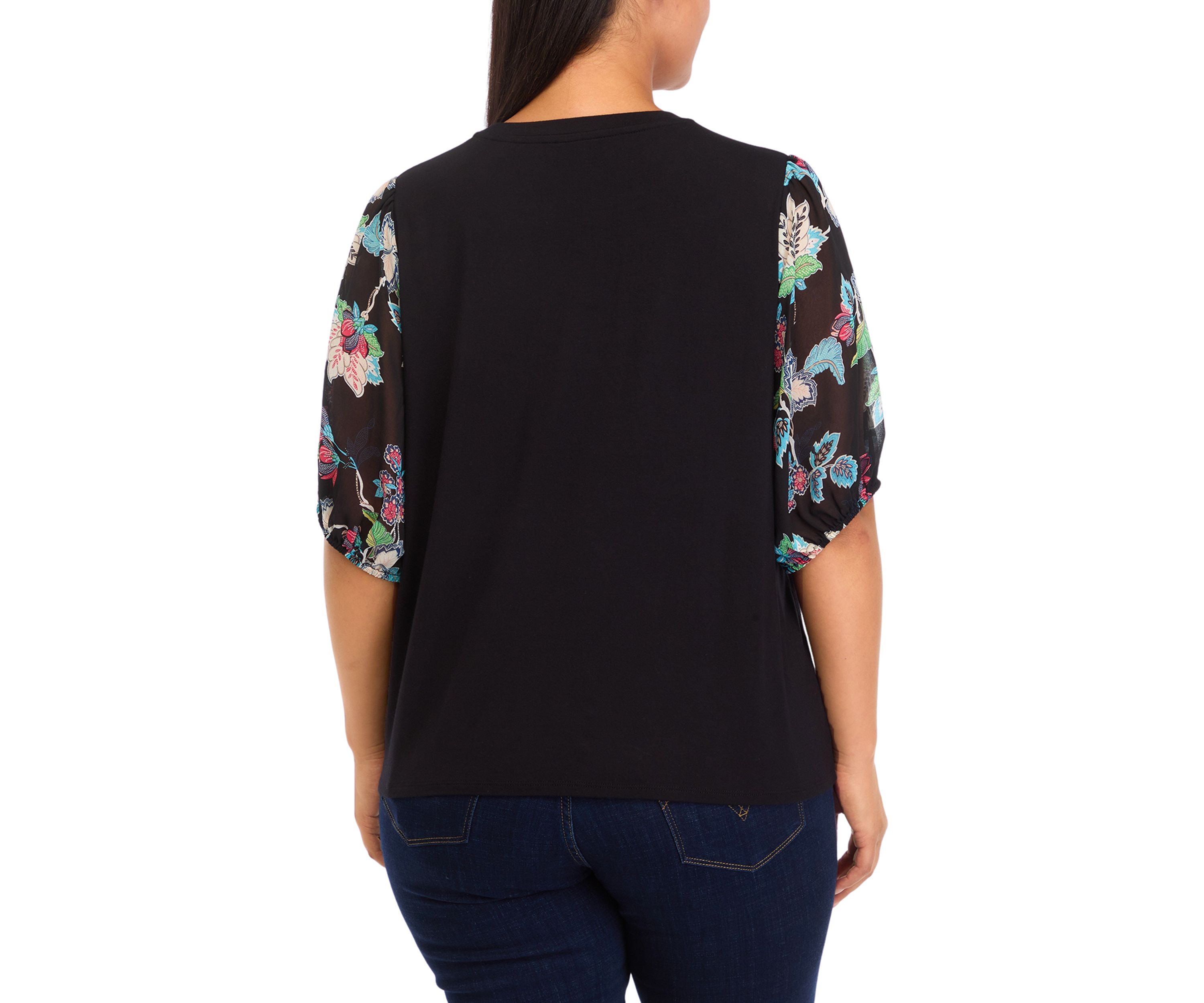 Plus Size Elbow Blouson Sleeve Top 
