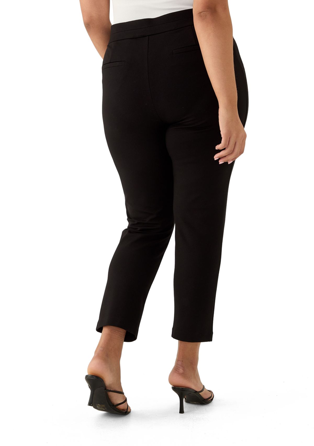 Plus Size Pull On Ponte Pants with Front Slant Seam