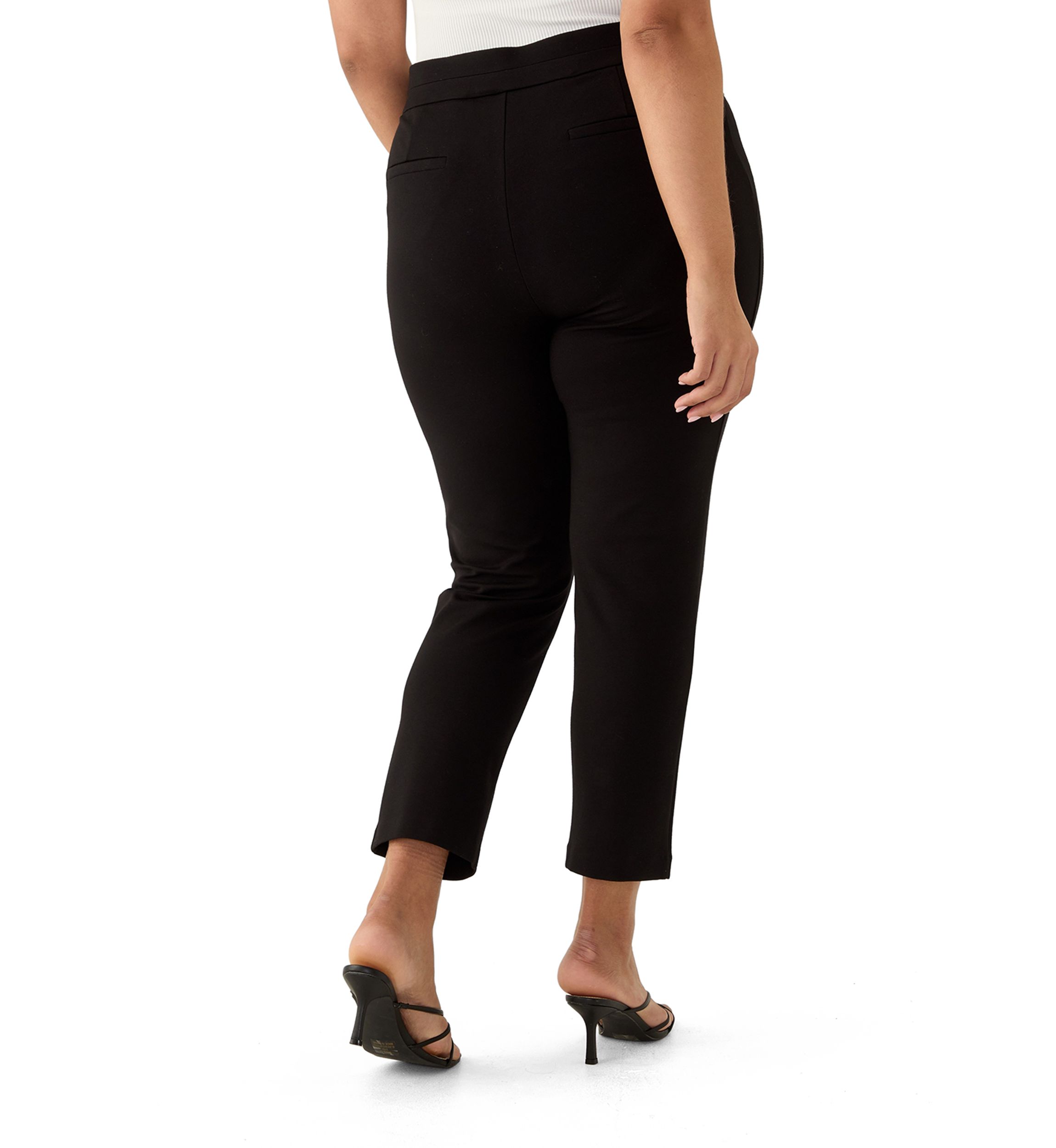 Plus Size Pull On Ponte Pants with Front Slant Seam