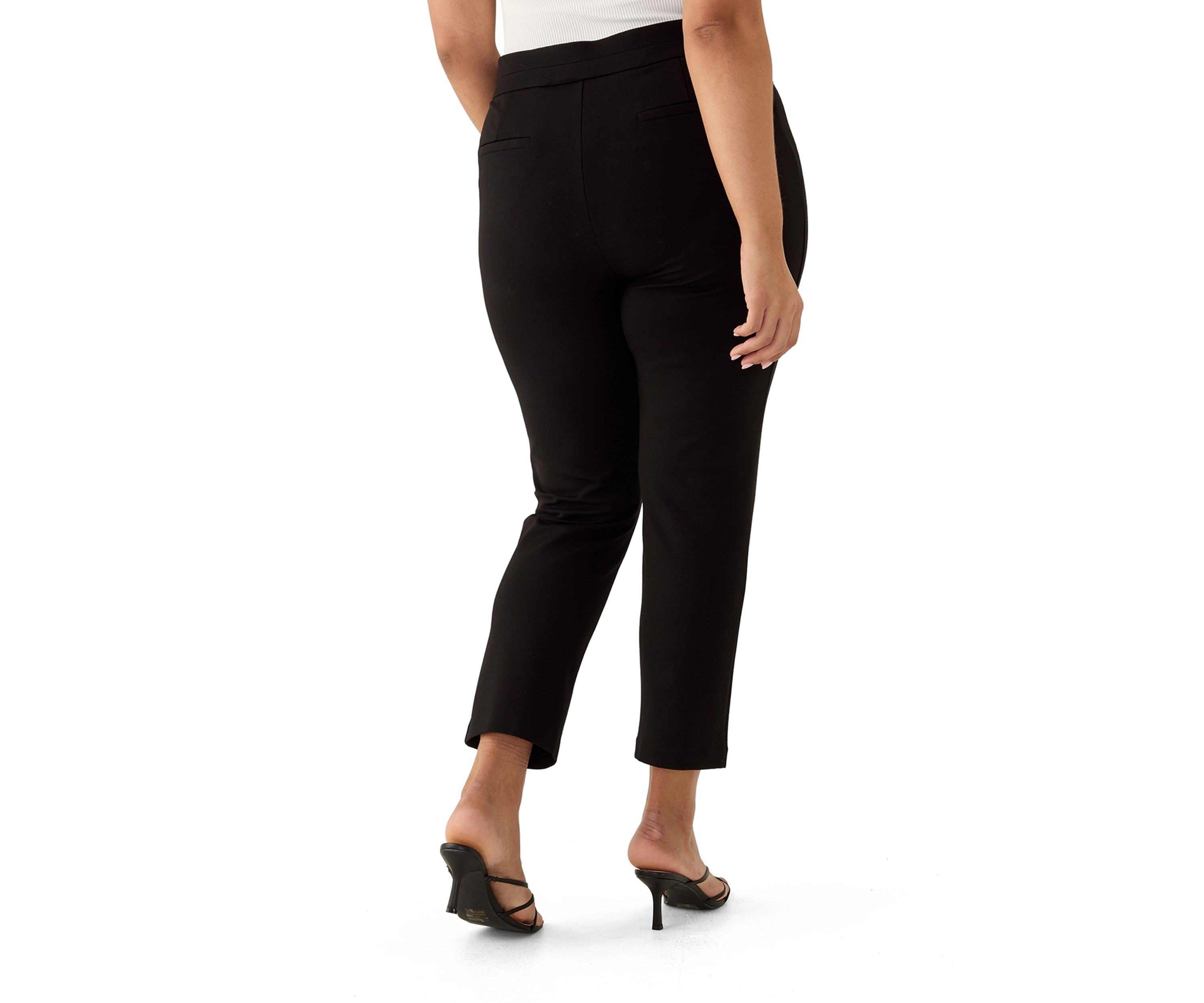 Plus Size Pull On Ponte Pants with Front Slant Seam