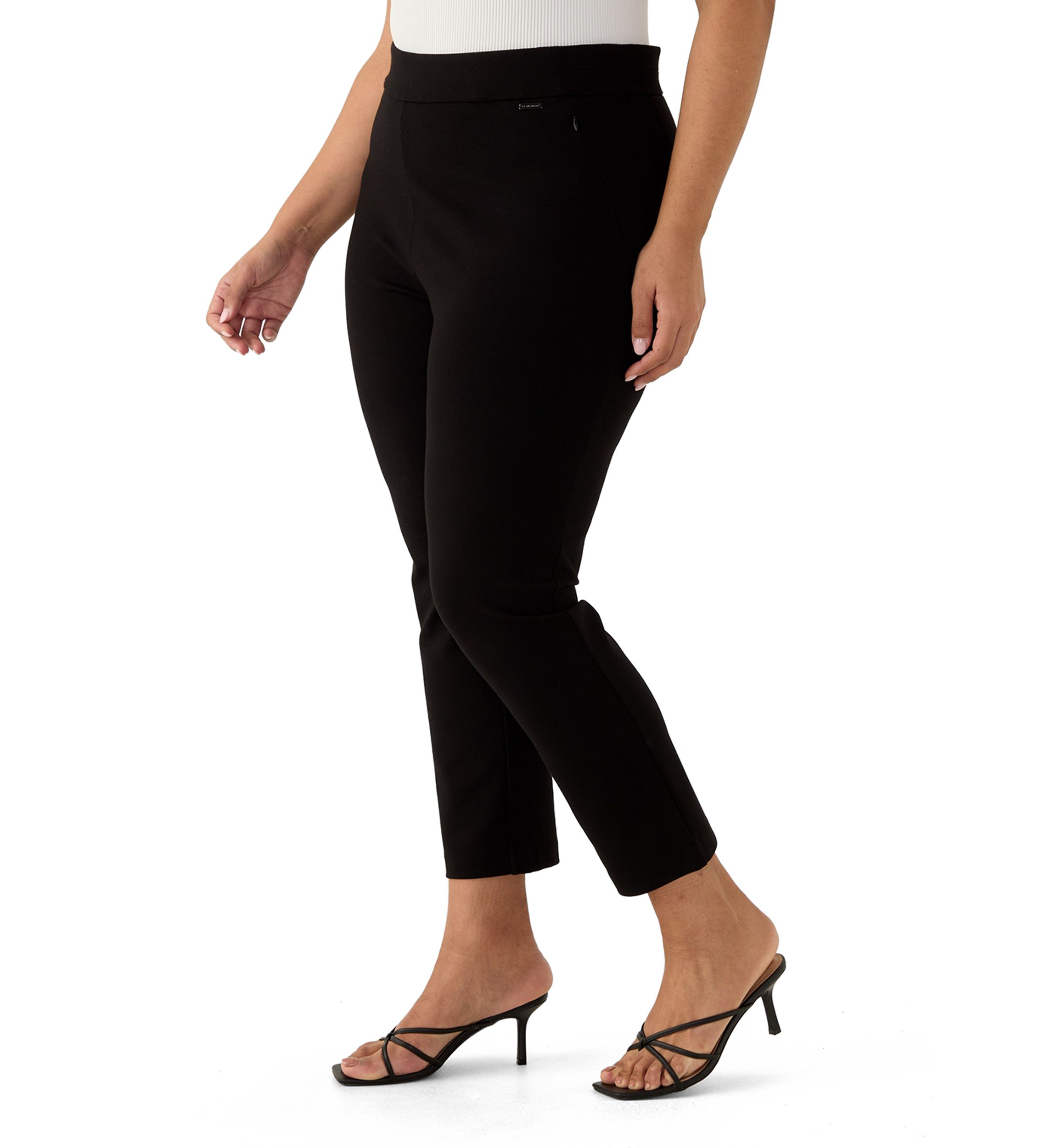 Plus Size Pull On Ponte Pants with Front Slant Seam
