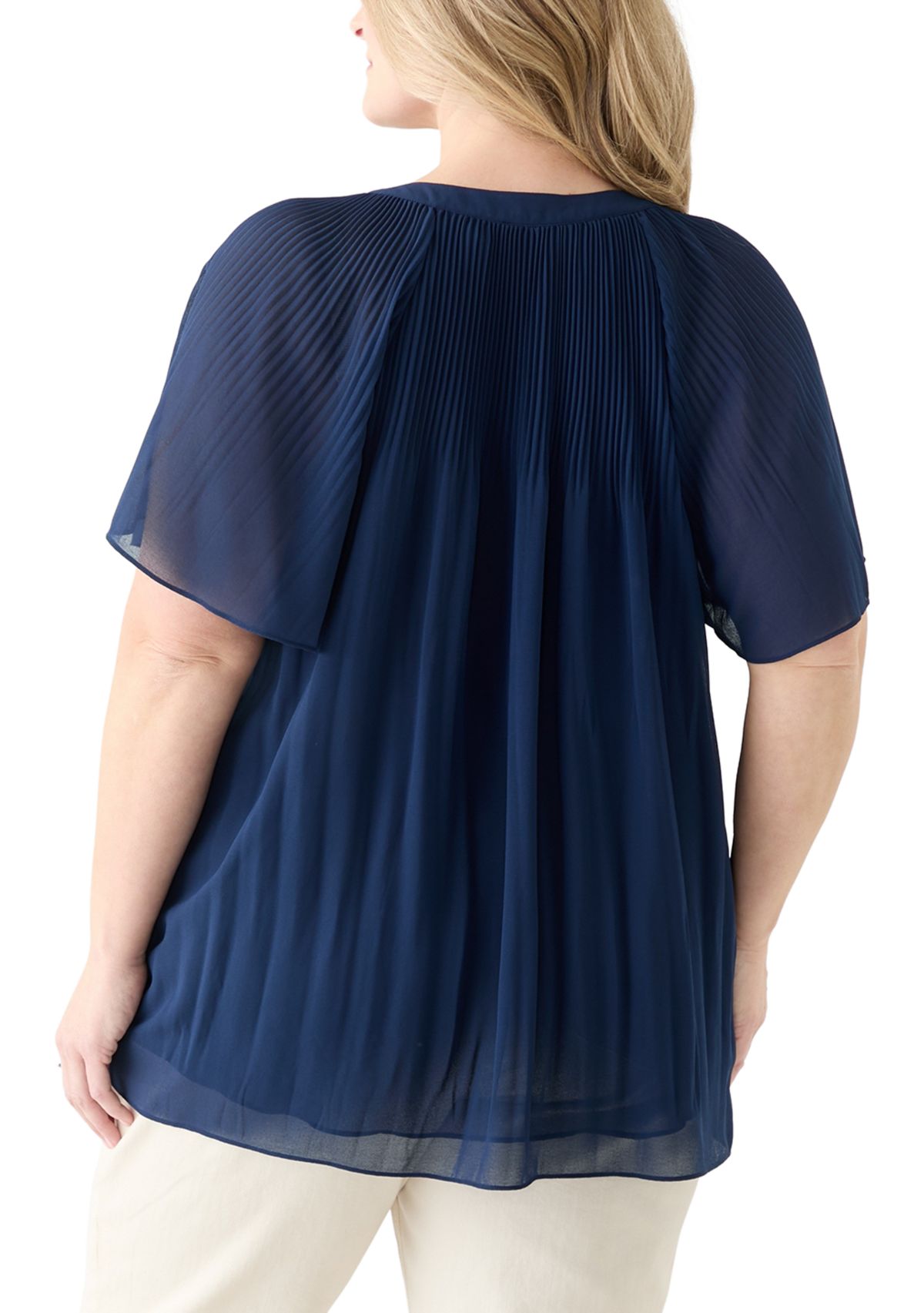 Plus Size Pleated Woven Blouse
