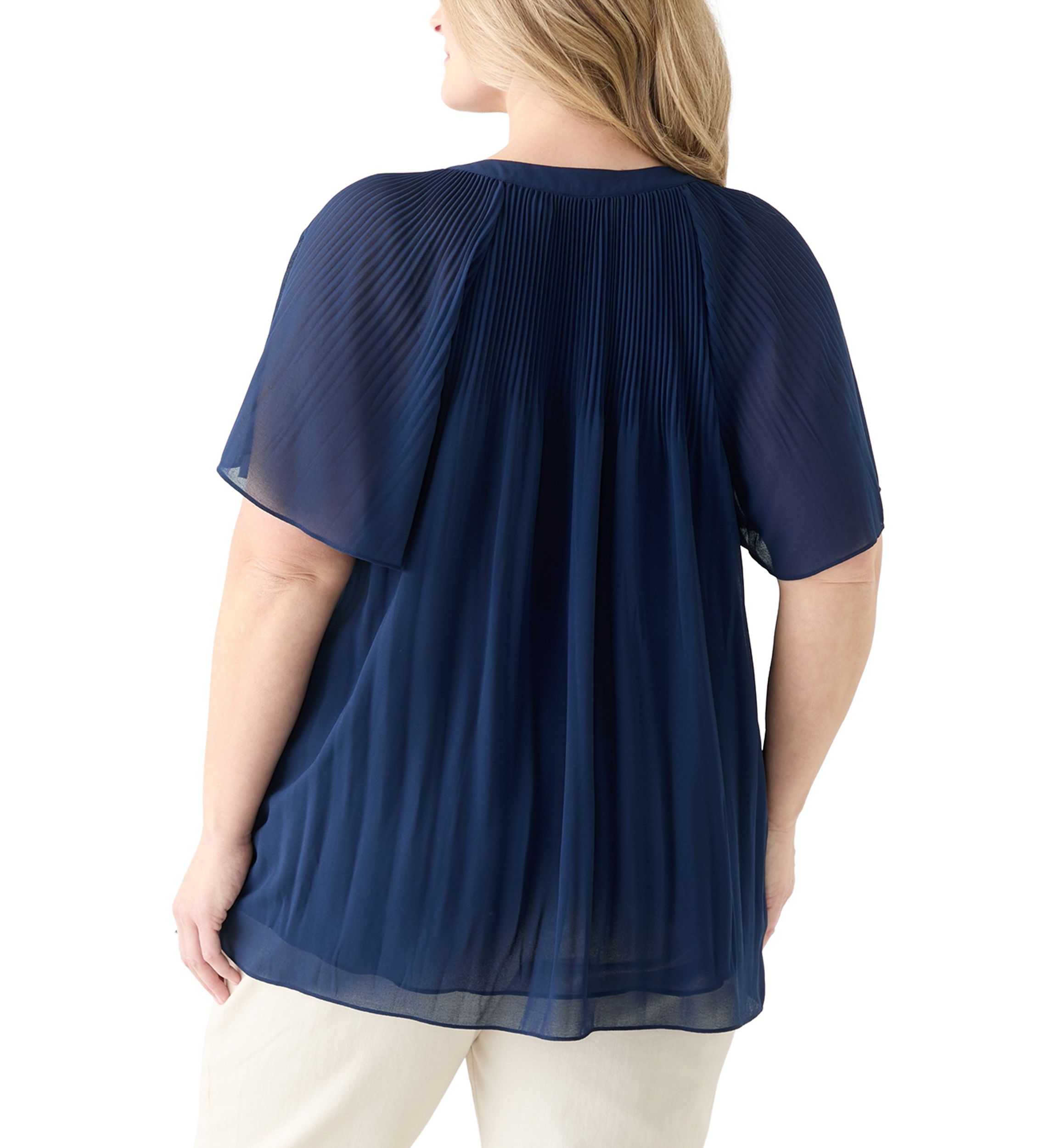 Plus Size Pleated Woven Blouse