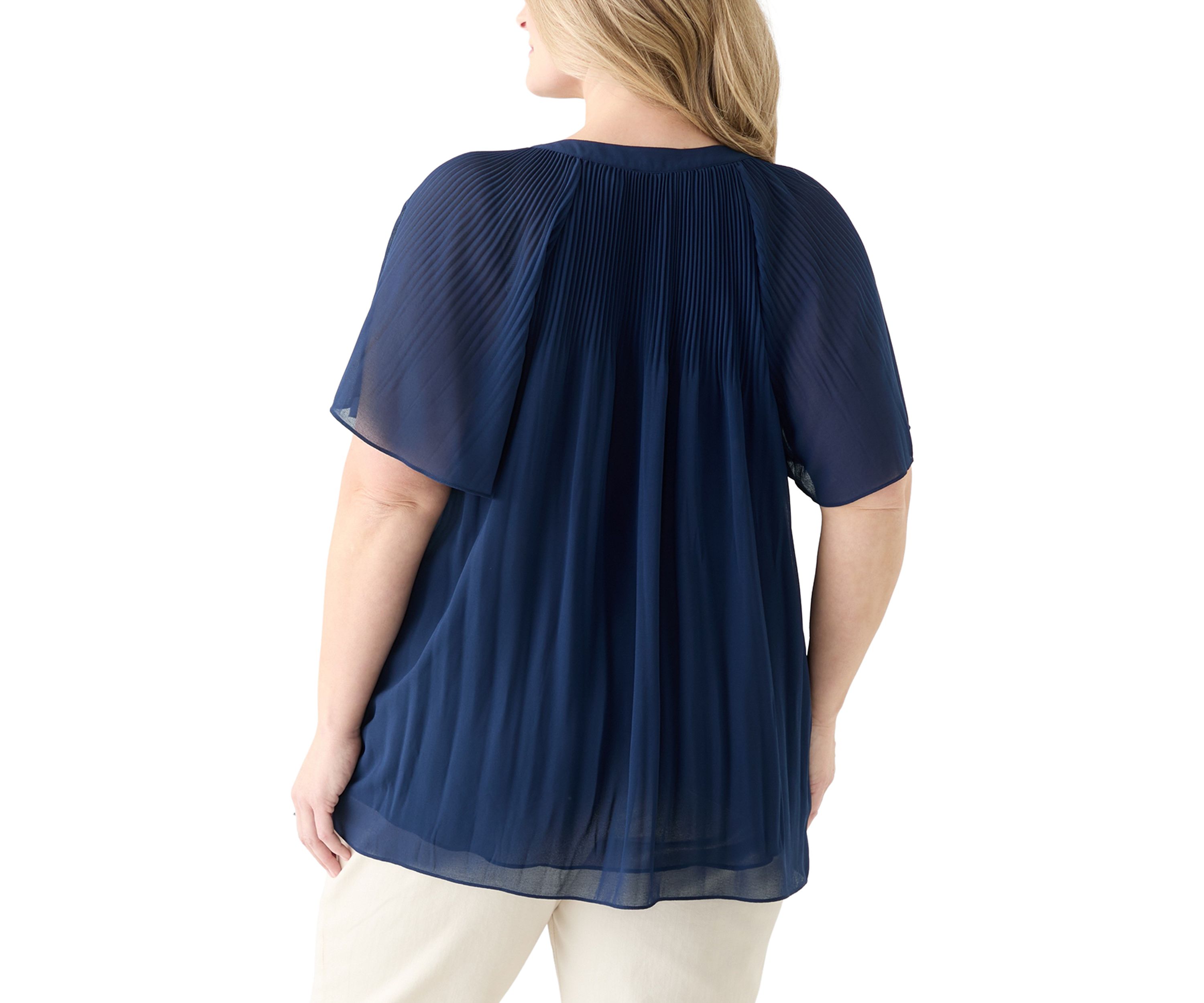 Plus Size Pleated Woven Blouse