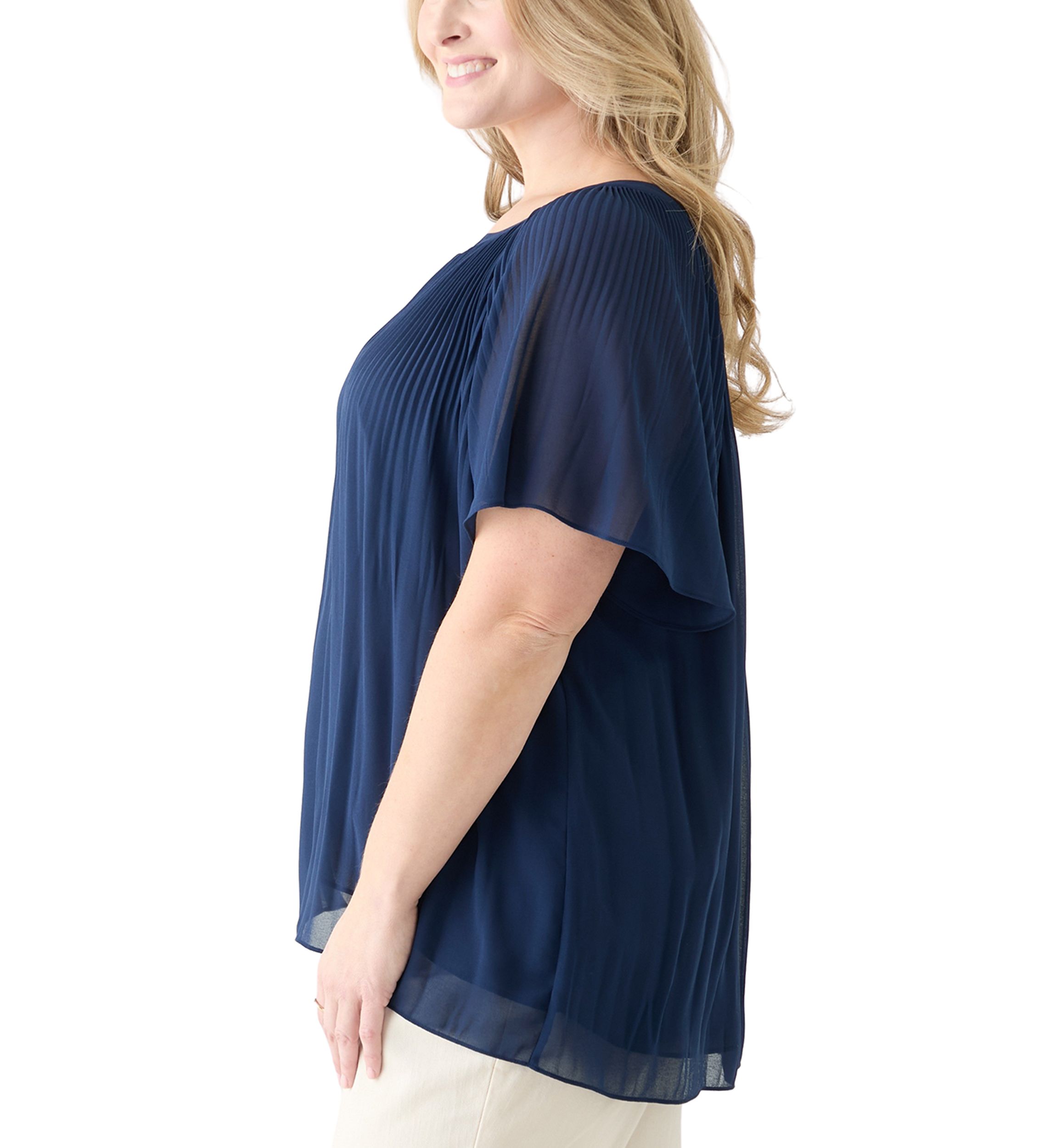 Plus Size Pleated Woven Blouse