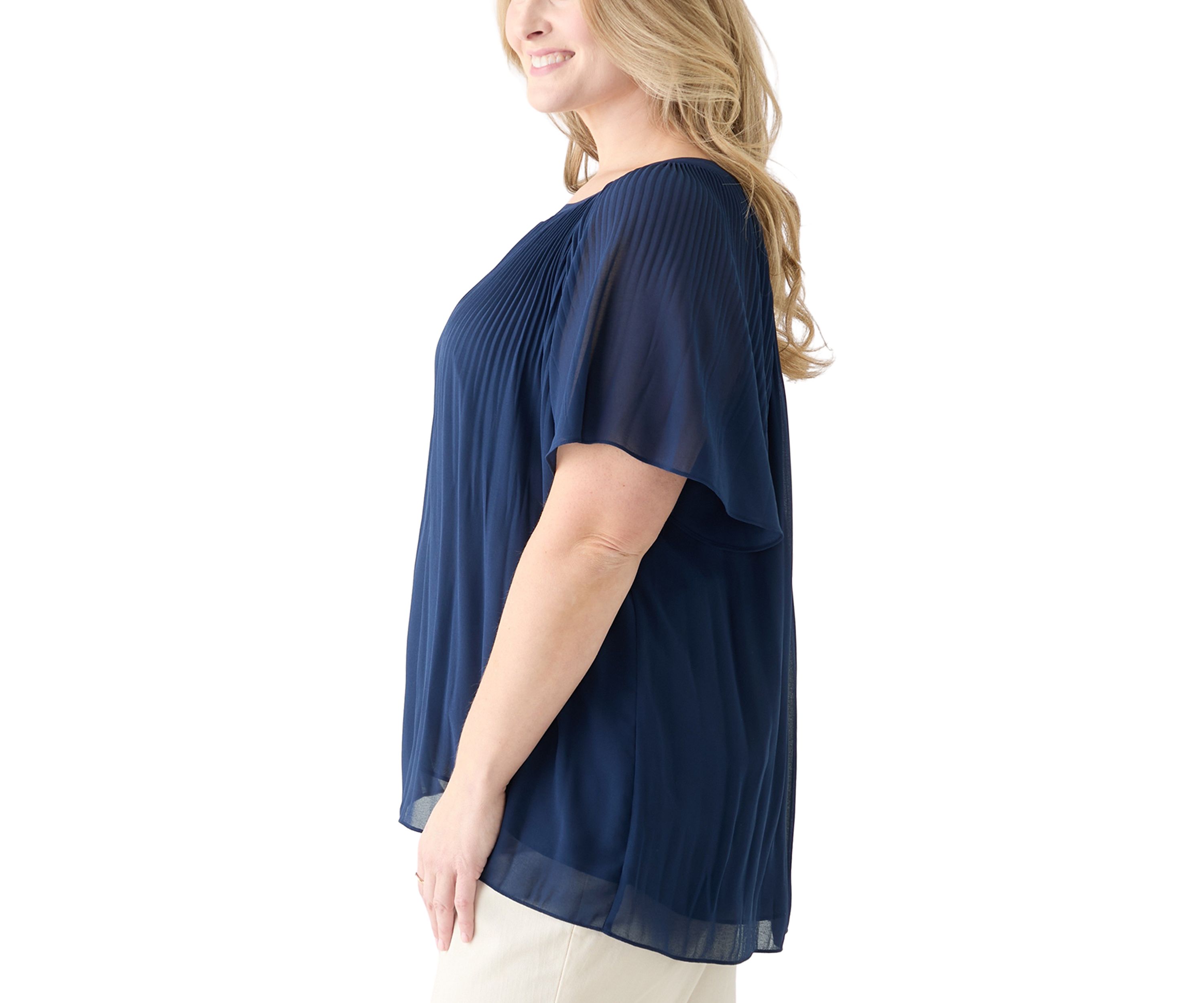 Plus Size Pleated Woven Blouse