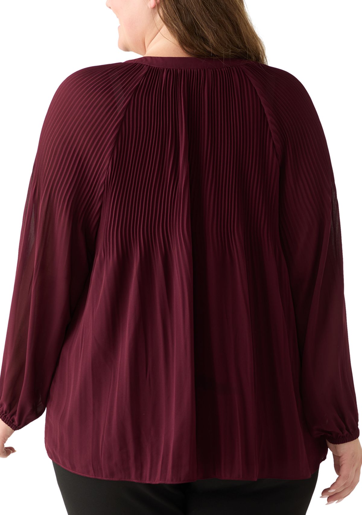 Plus Size Long Sleeve Chiffon Woven Top