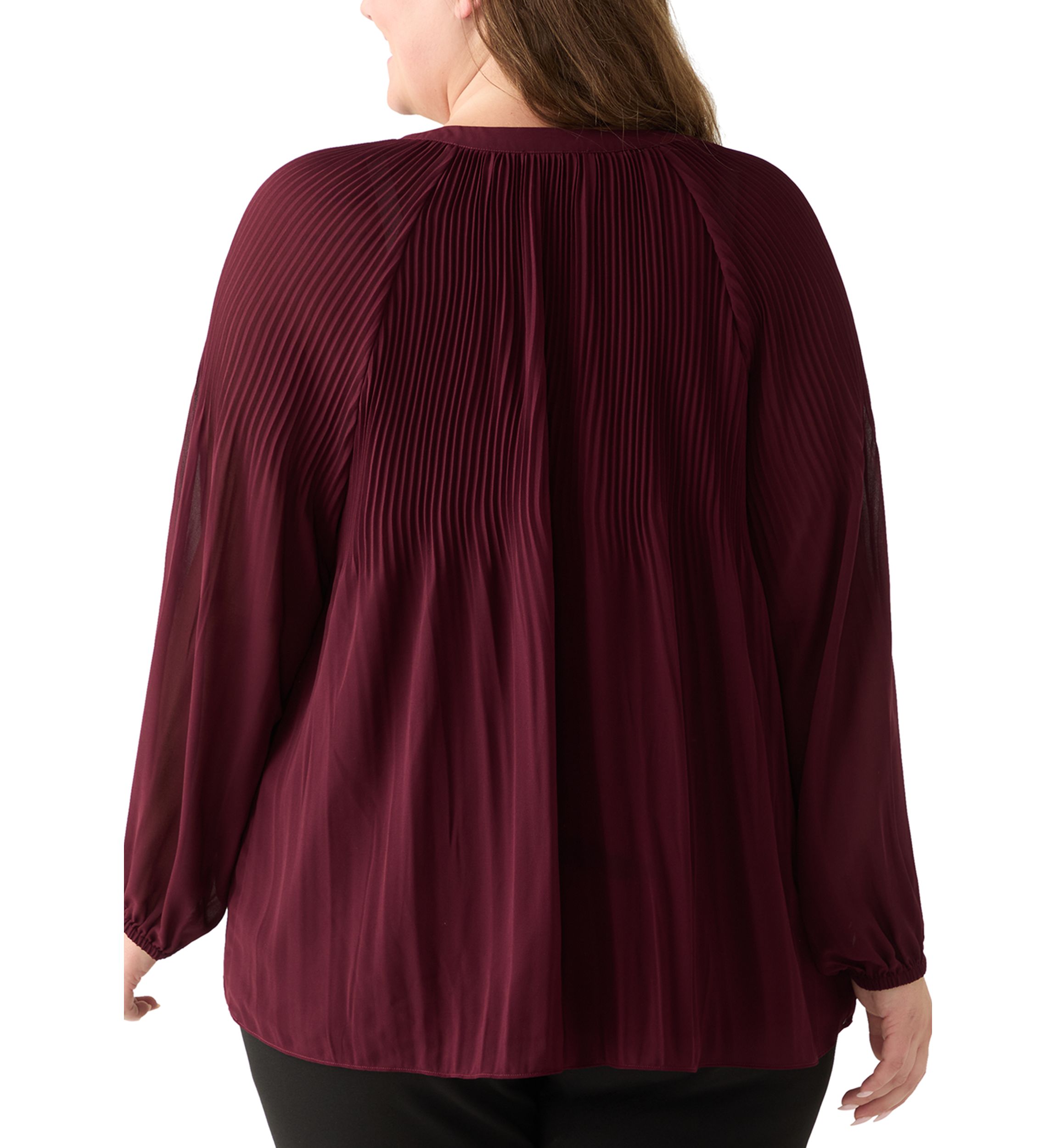 Plus Size Long Sleeve Chiffon Woven Top