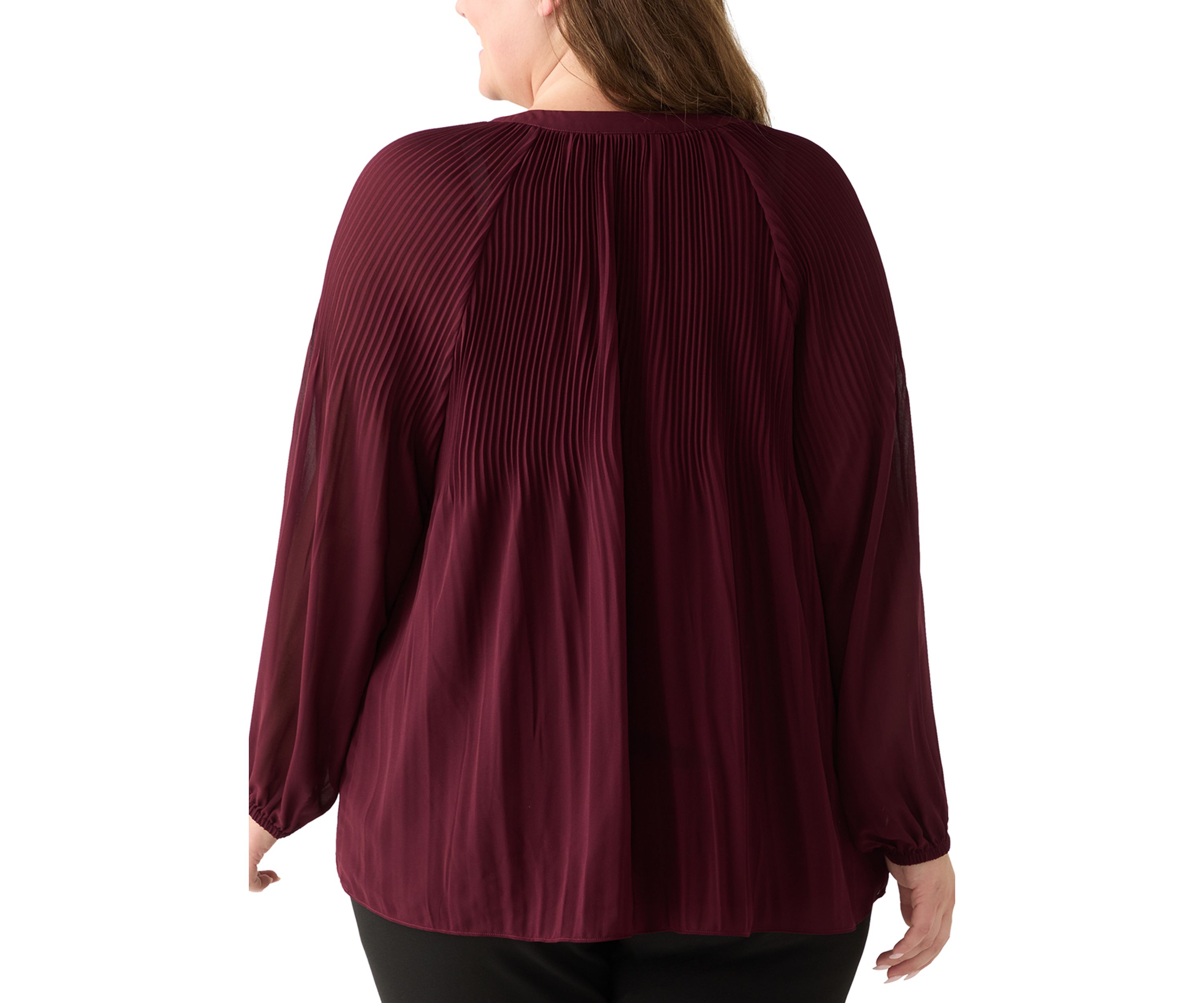 Plus Size Long Sleeve Chiffon Woven Top