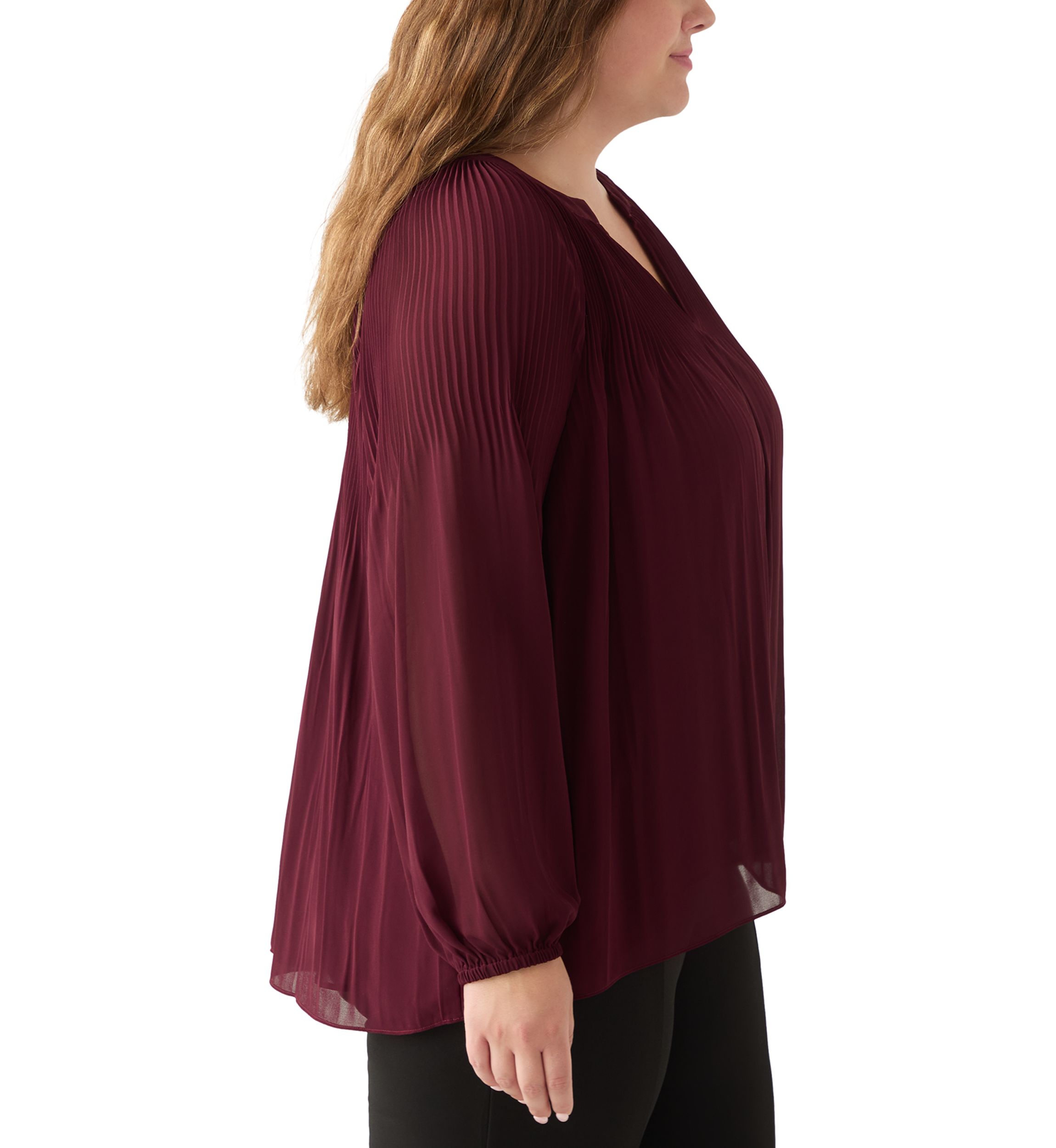Plus Size Long Sleeve Chiffon Woven Top