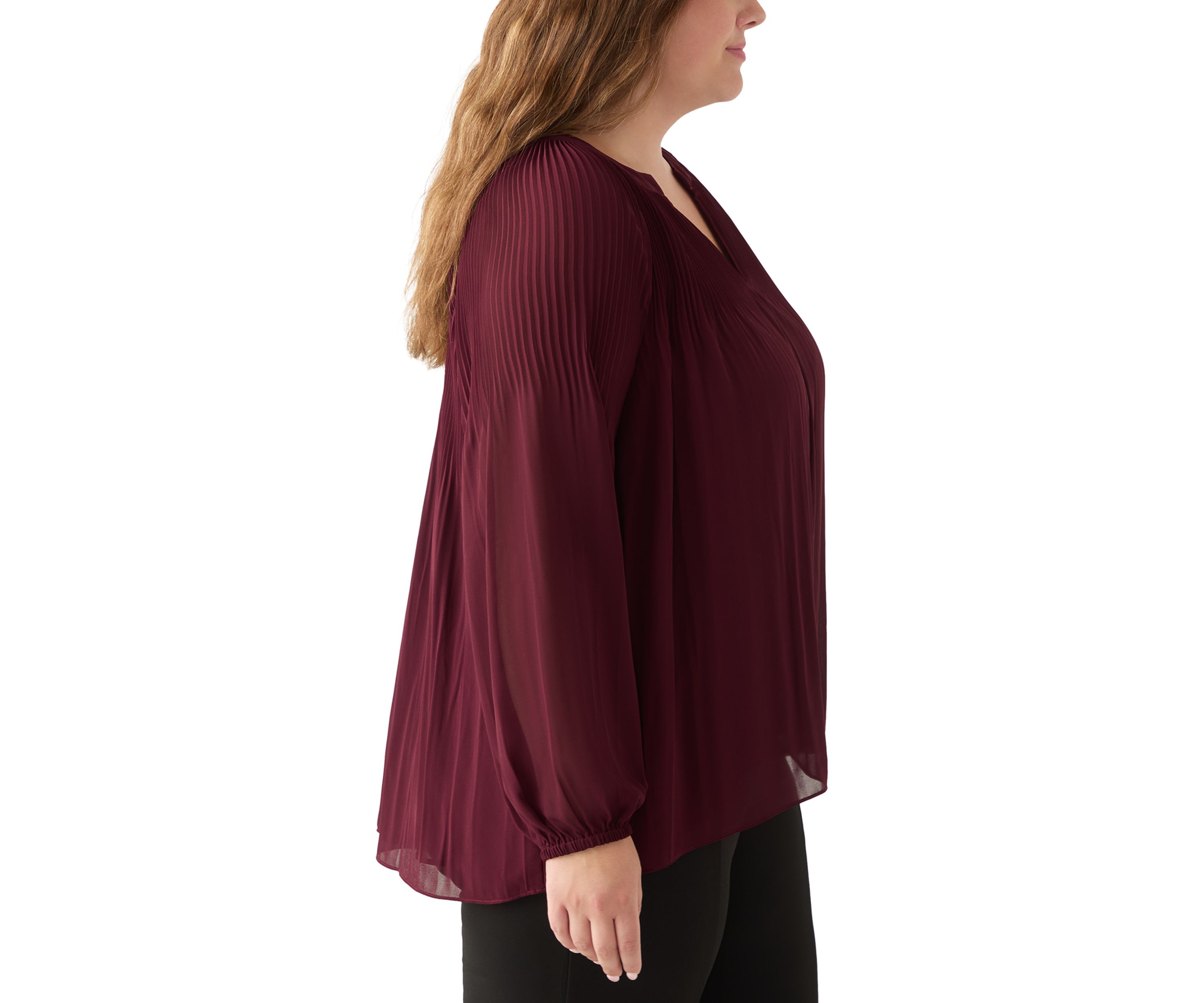 Plus Size Long Sleeve Chiffon Woven Top