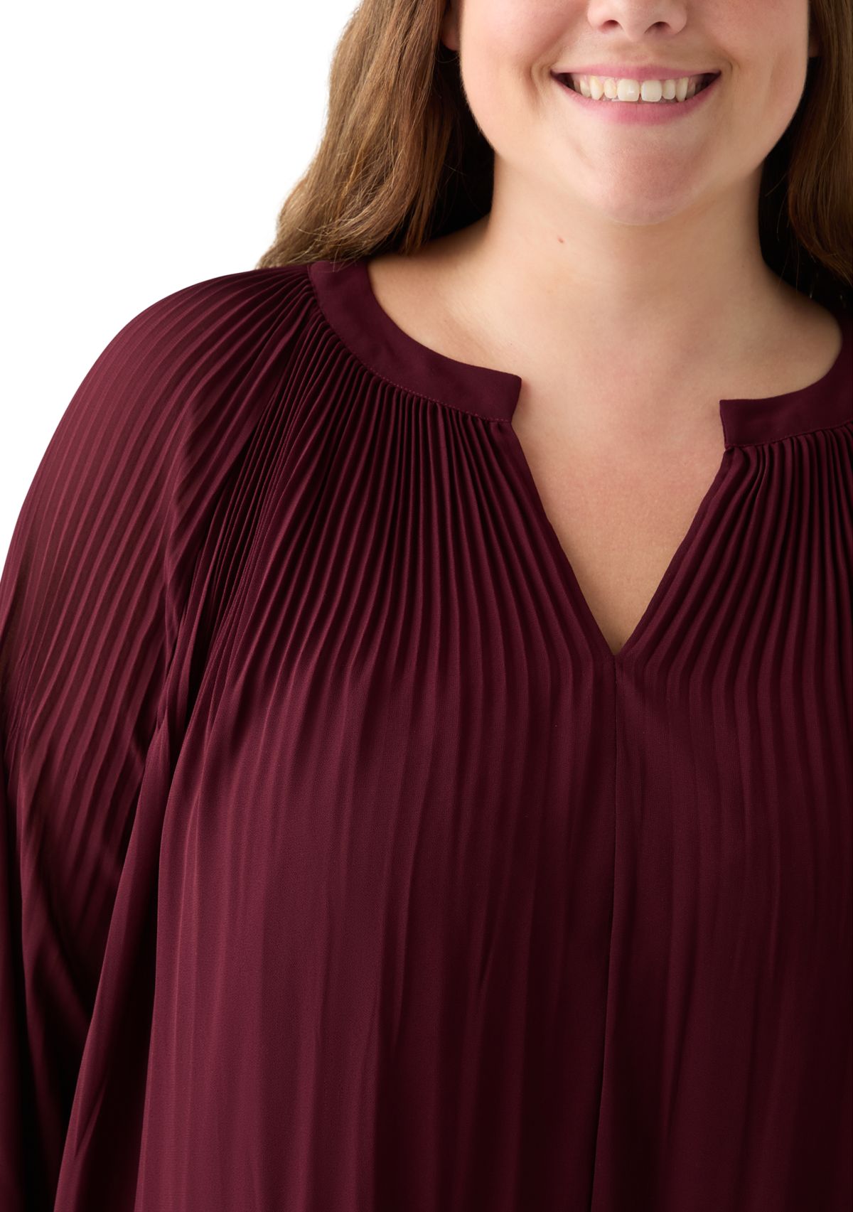 Plus Size Long Sleeve Chiffon Woven Top