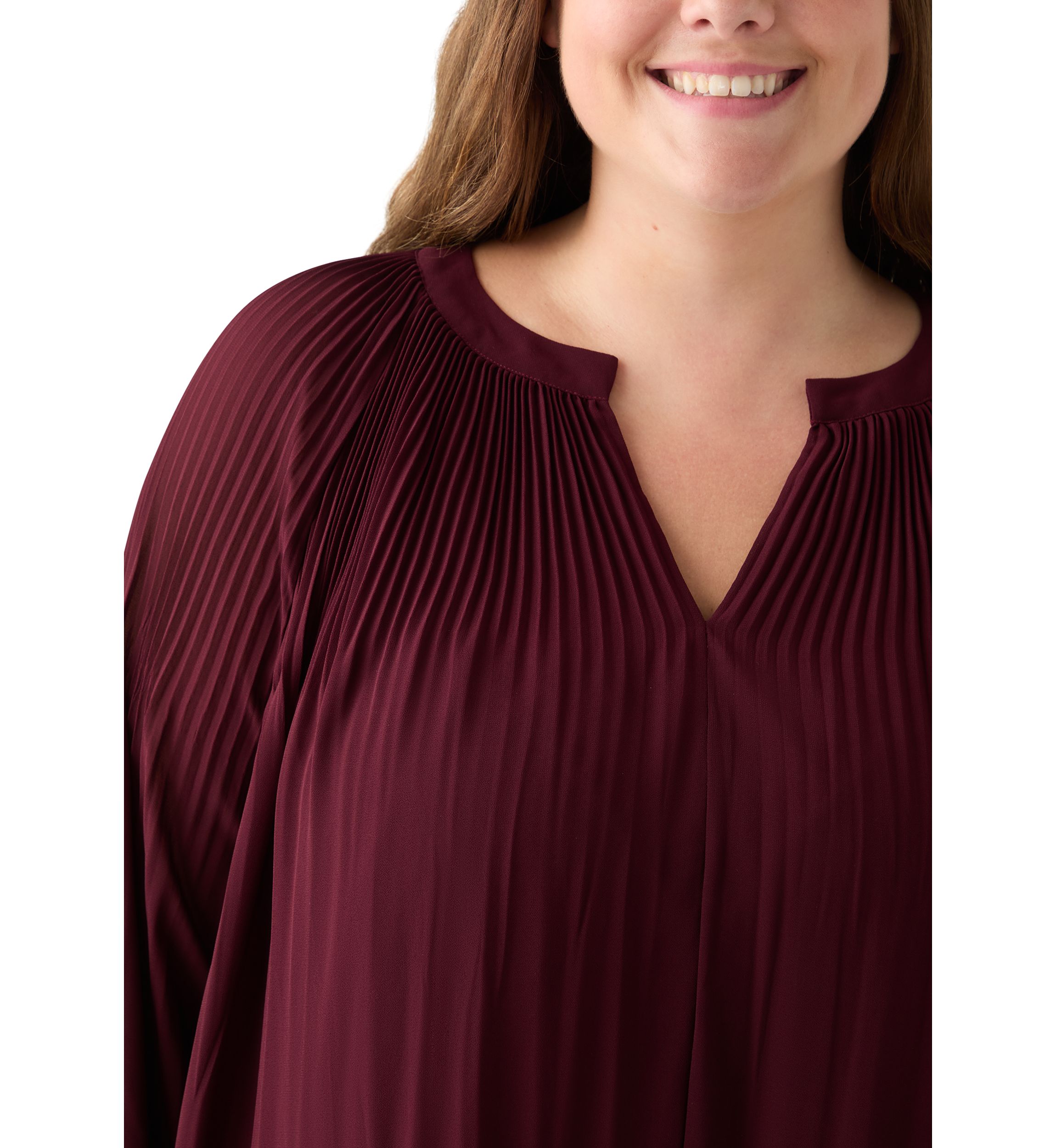 Plus Size Long Sleeve Chiffon Woven Top