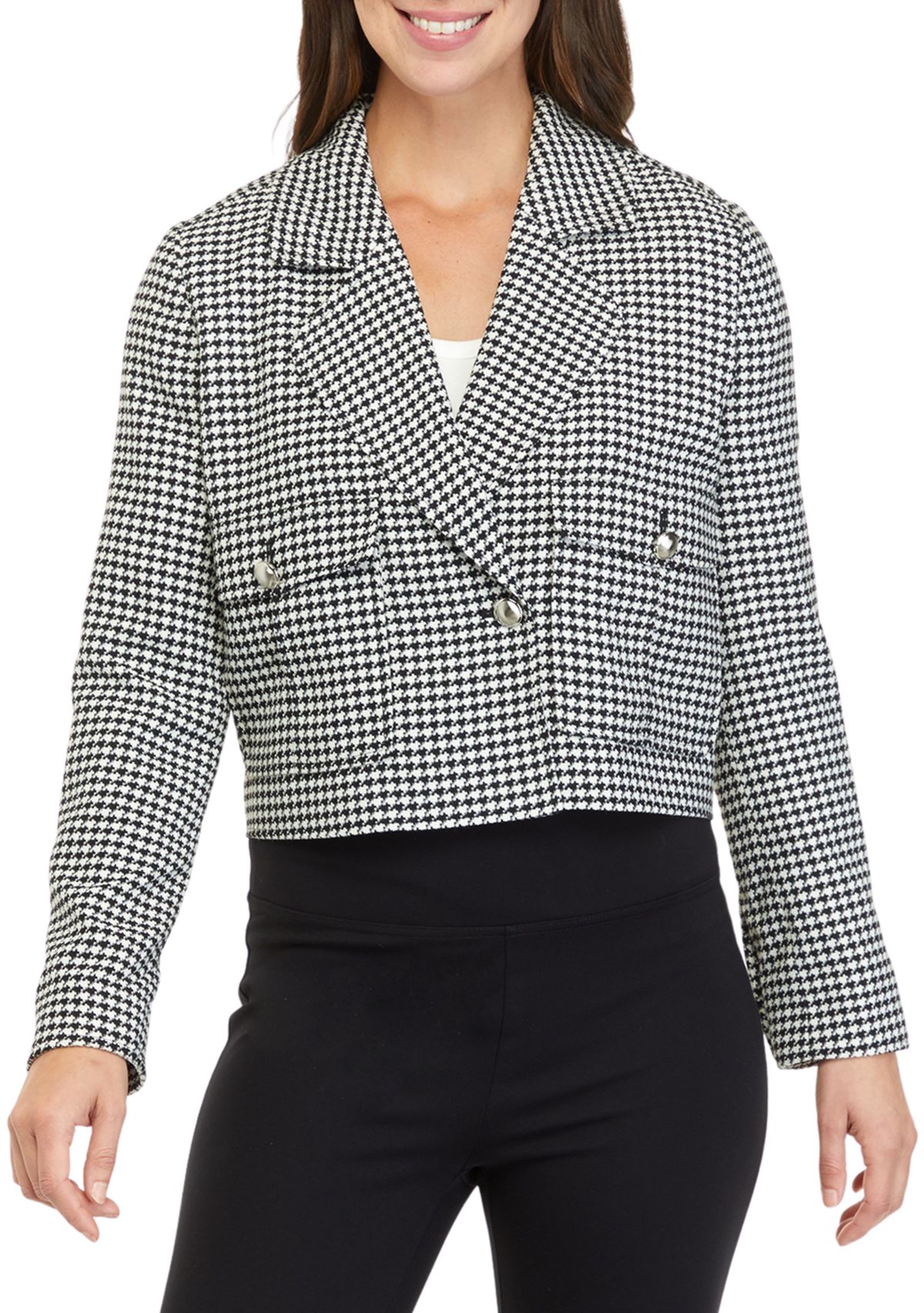 Womens Cropped Houndstooth Jacket