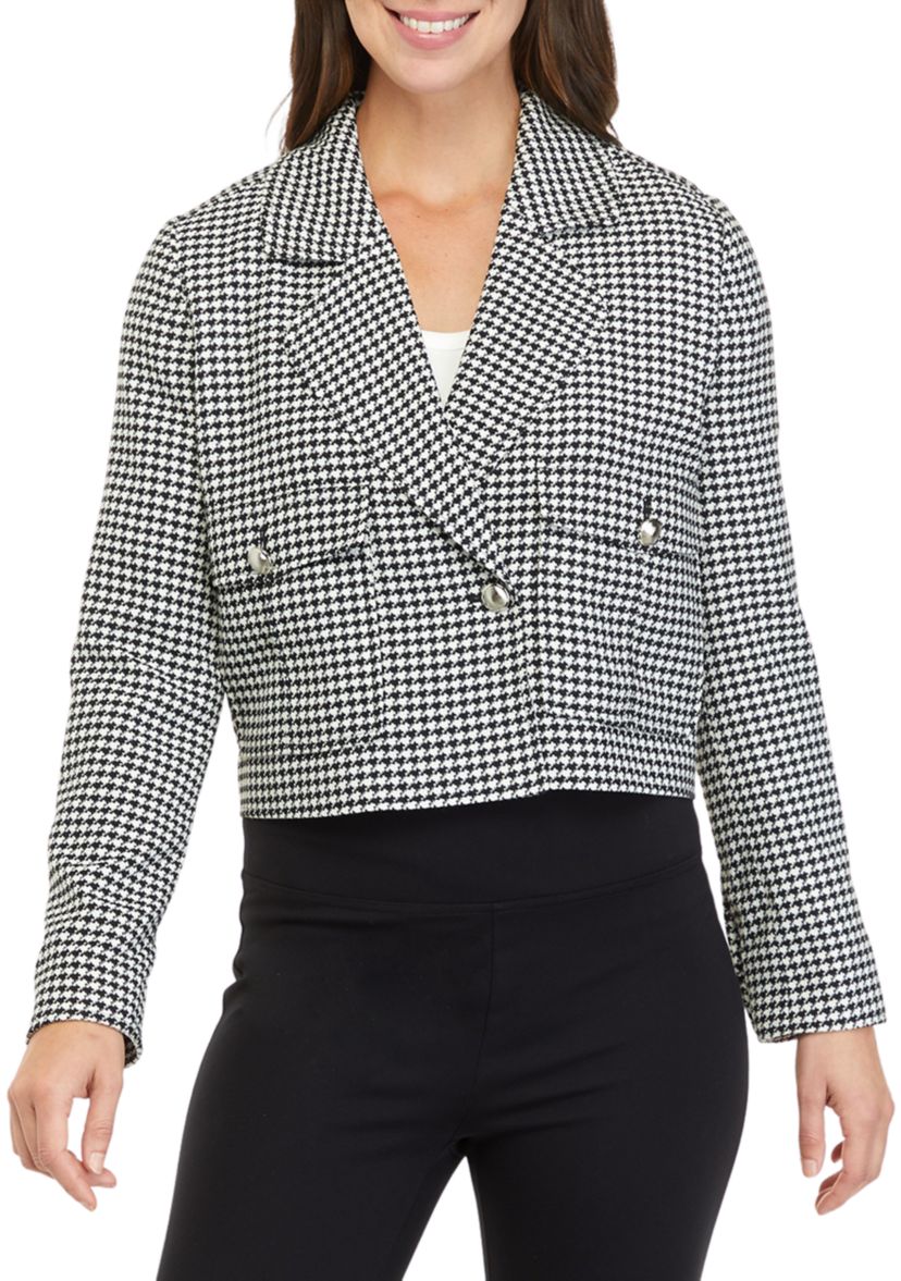 Womens Cropped Houndstooth Jacket