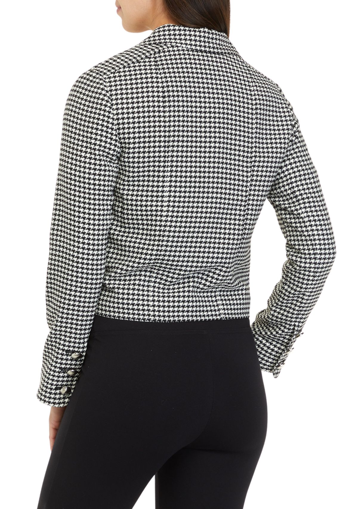 Womens Cropped Houndstooth Jacket
