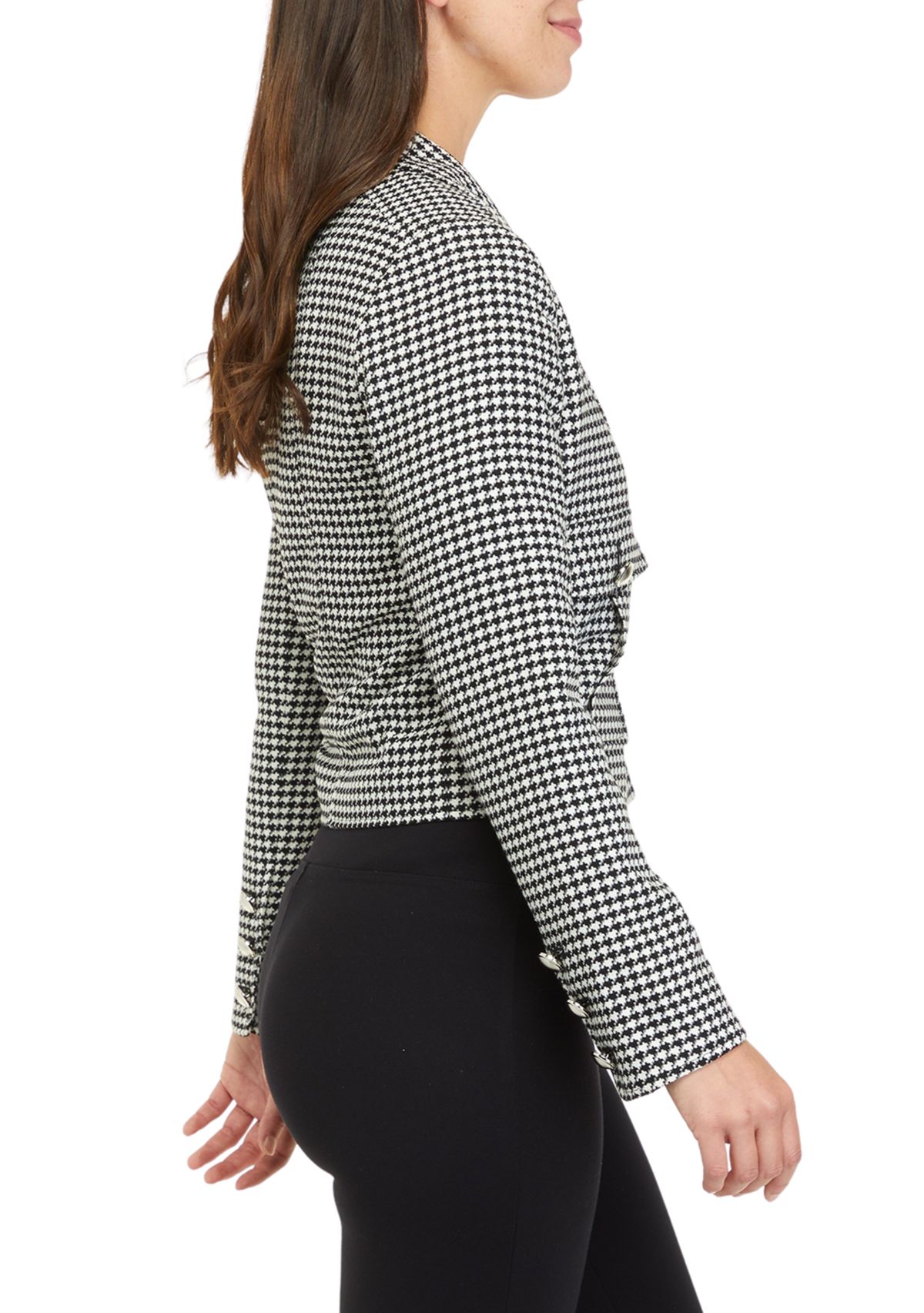 Womens Cropped Houndstooth Jacket