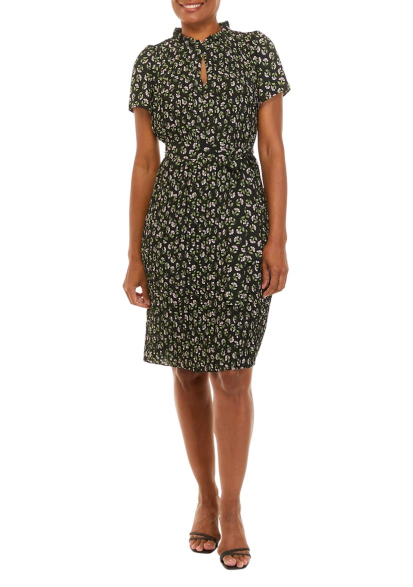 Womens Blossom Print Pleated Dress
