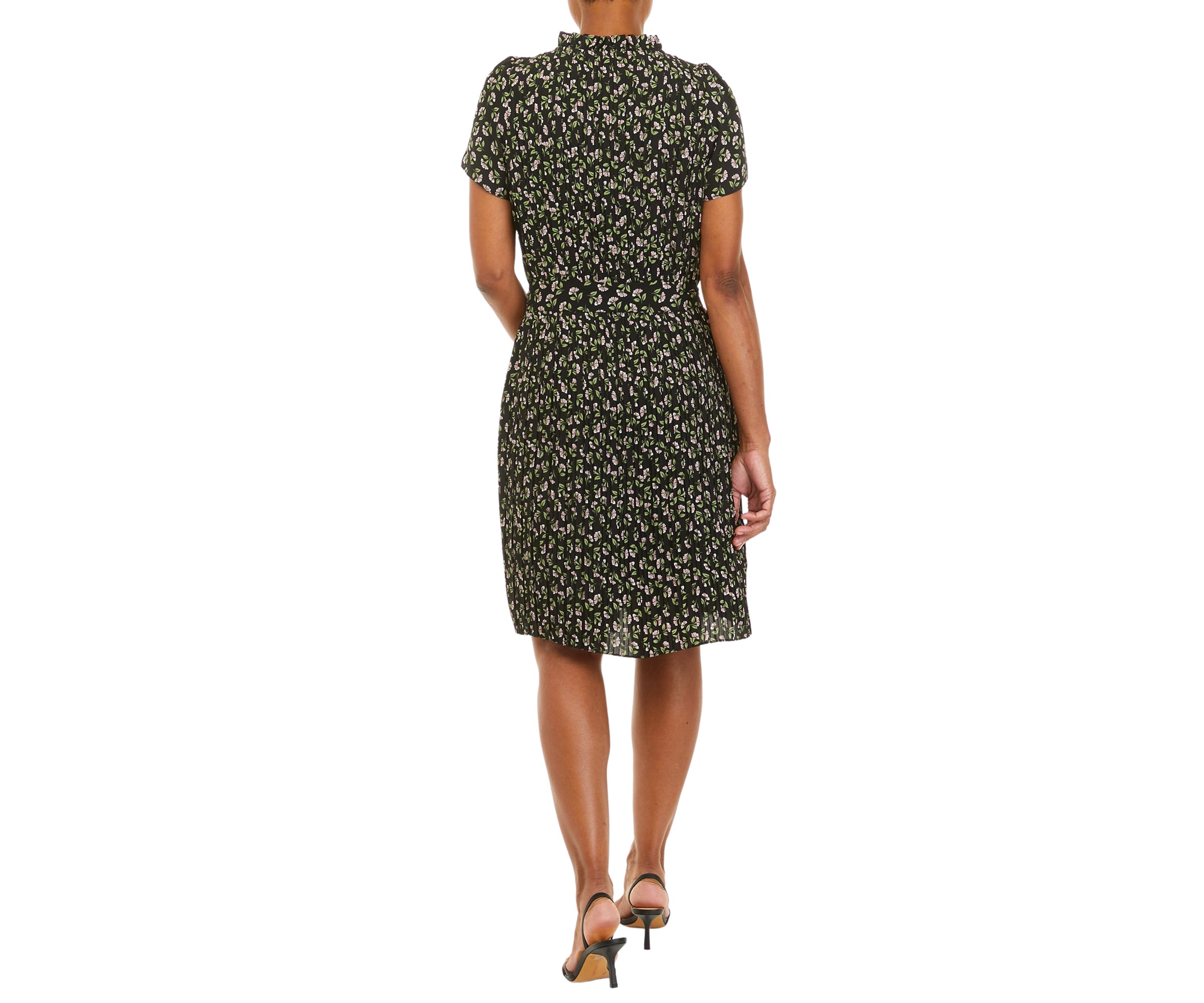 Womens Blossom Print Pleated Dress
