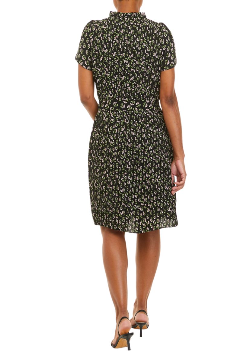 Womens Blossom Print Pleated Dress