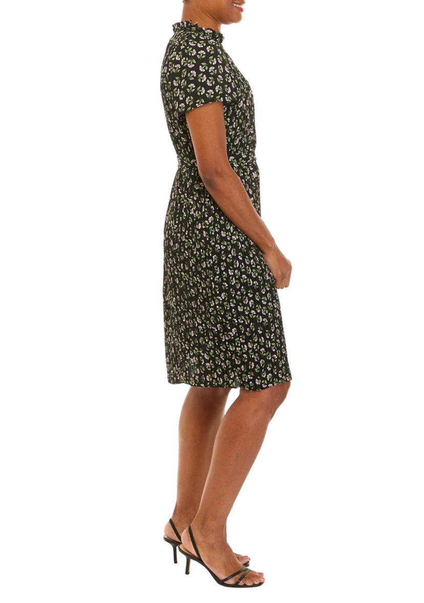 Womens Blossom Print Pleated Dress