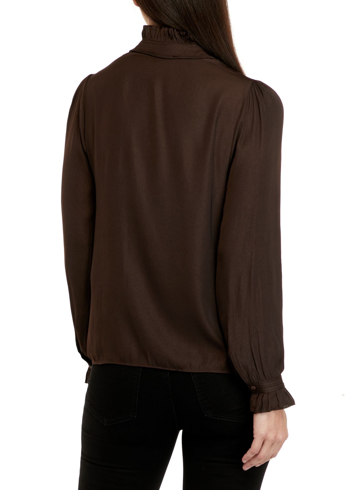 Womens Airflow Flow Ruffle Neck Blouse with Self Tie Neck