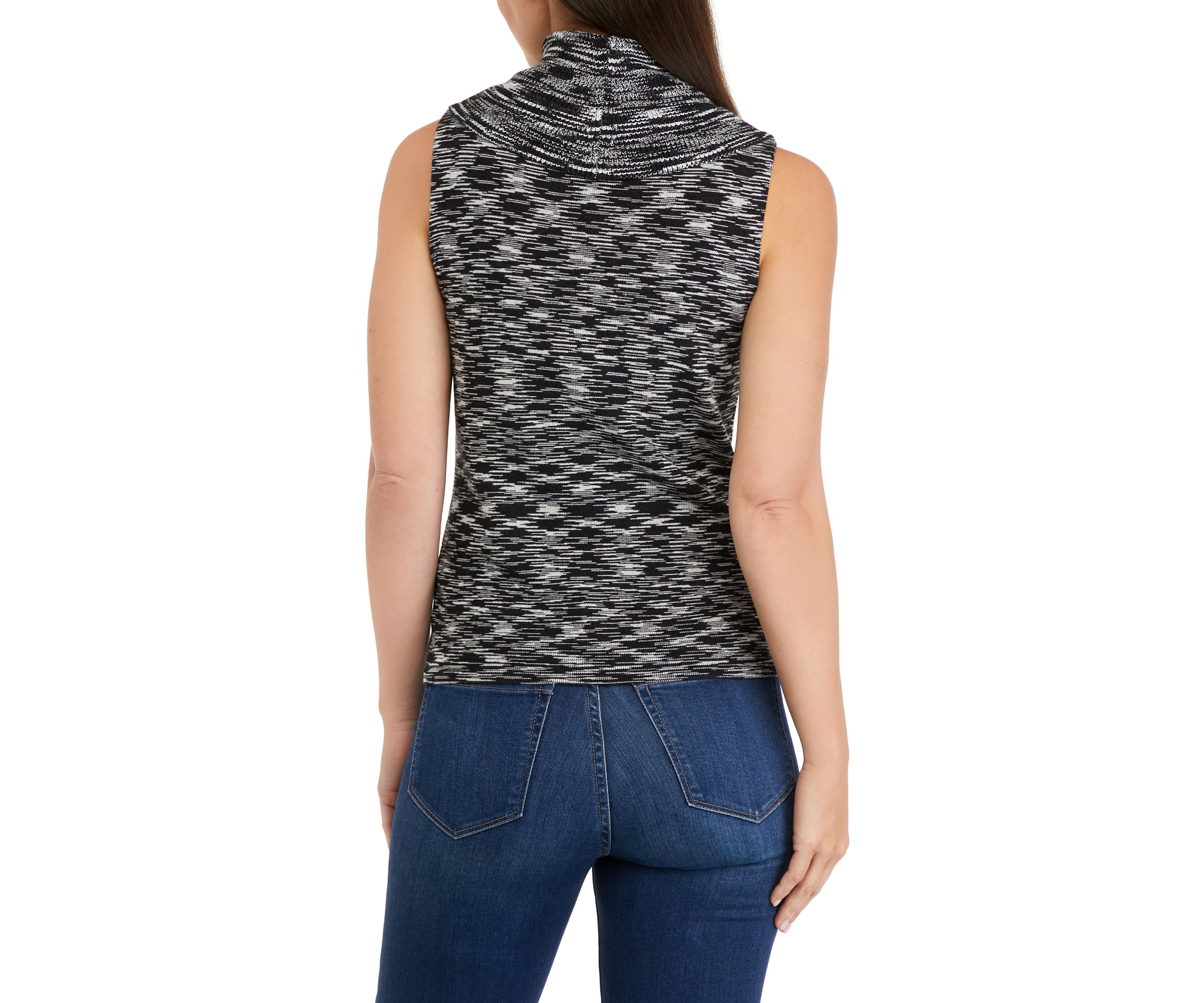 Womens Sleeveless Cowl Neck Ribbed Sweater