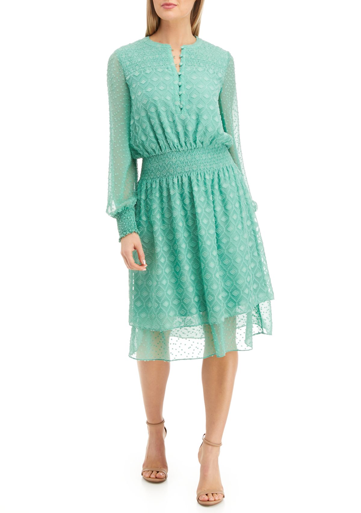 Womens Sage Clip Dot Dress 