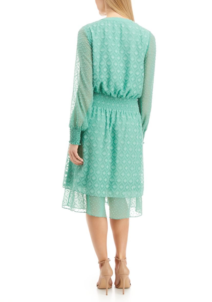 Womens Sage Clip Dot Dress 