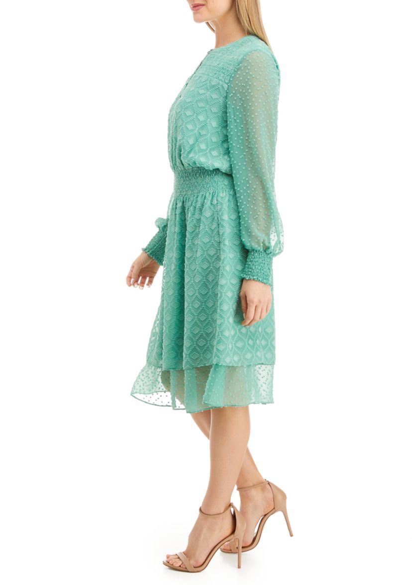 Womens Sage Clip Dot Dress 