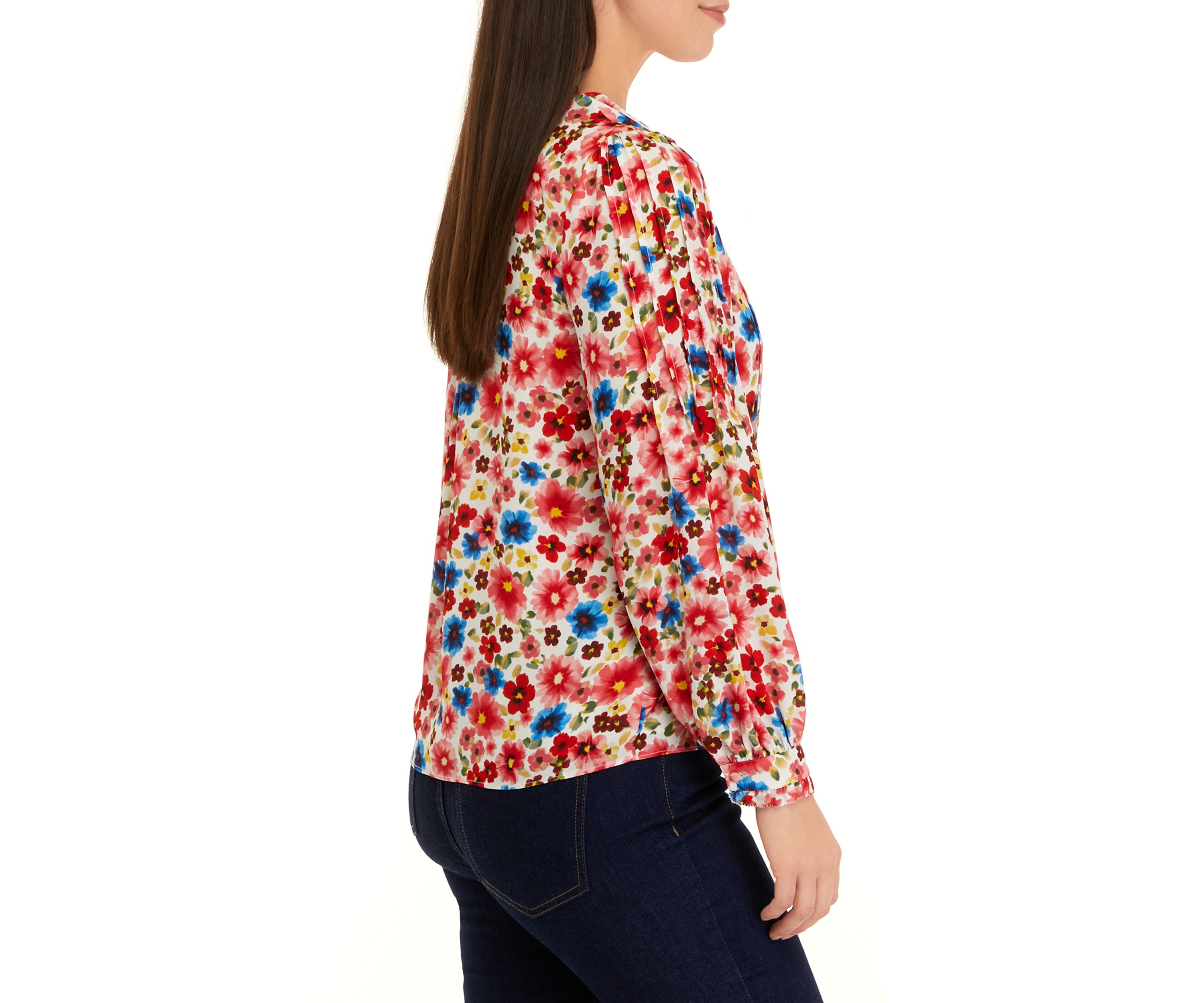 Womens Long Sleeve Crew Neck Button Down Blouse 