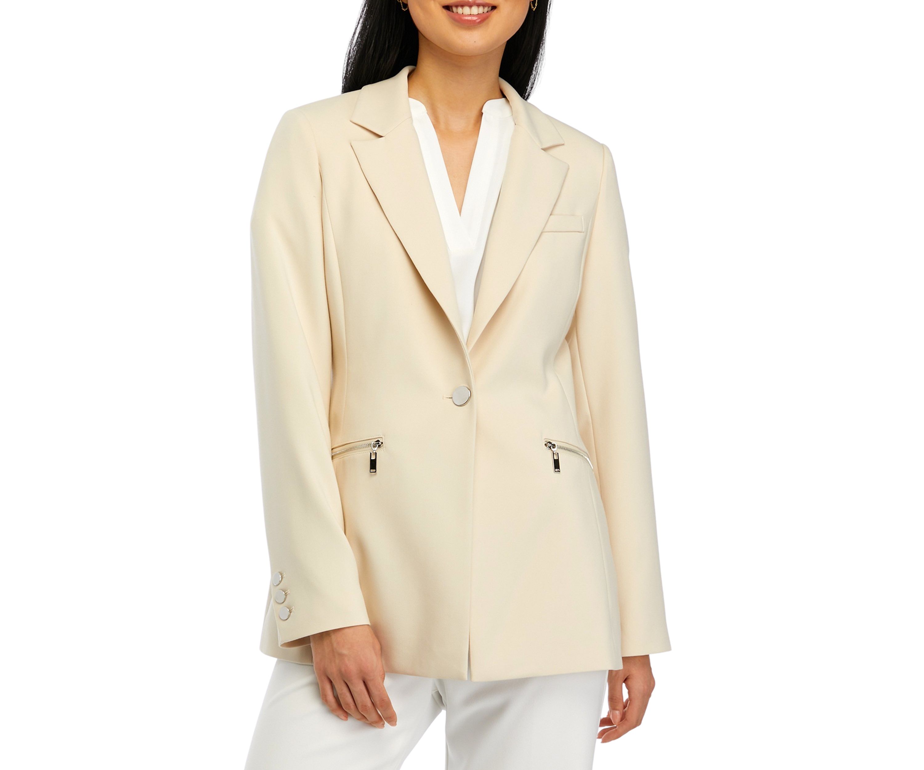 Womens Notch Collar One Button Blazer