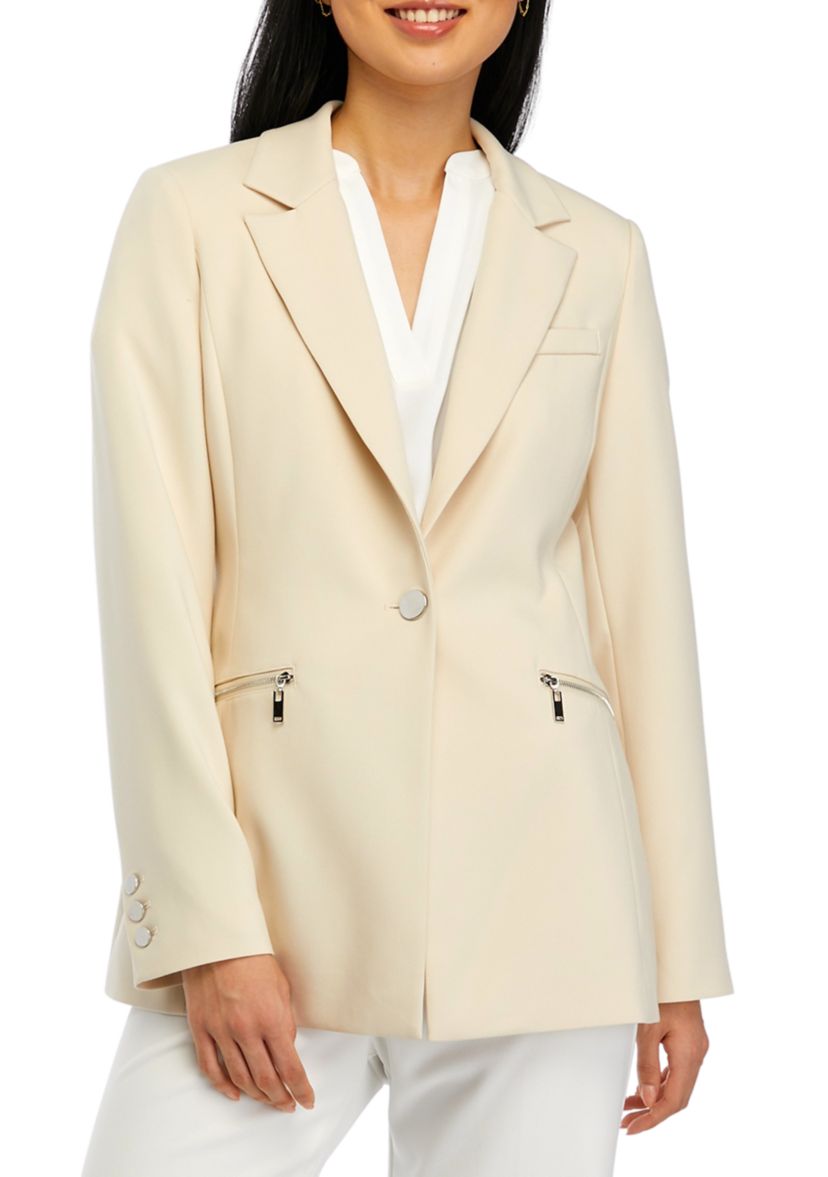 Womens Notch Collar One Button Blazer