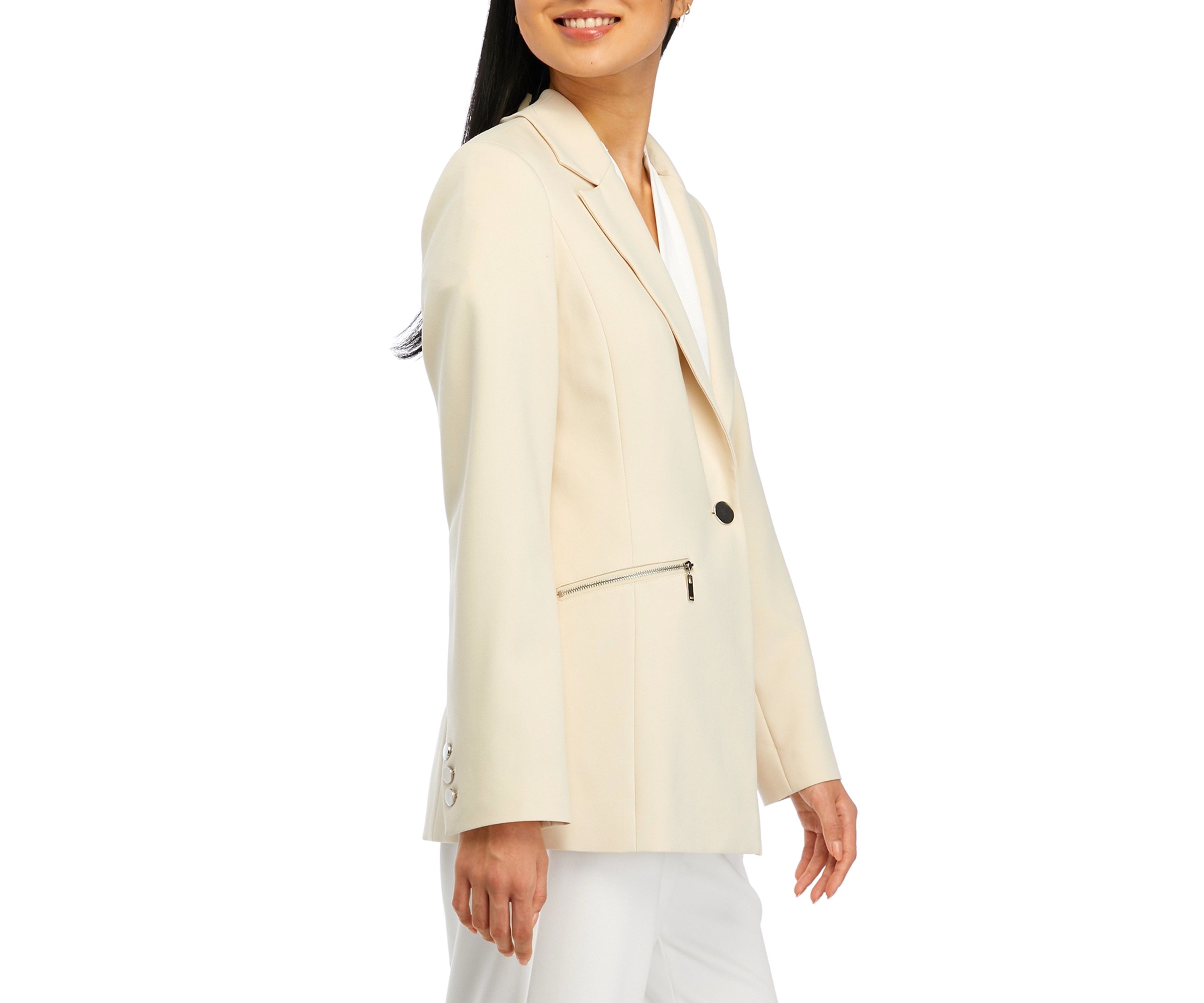 Womens Notch Collar One Button Blazer