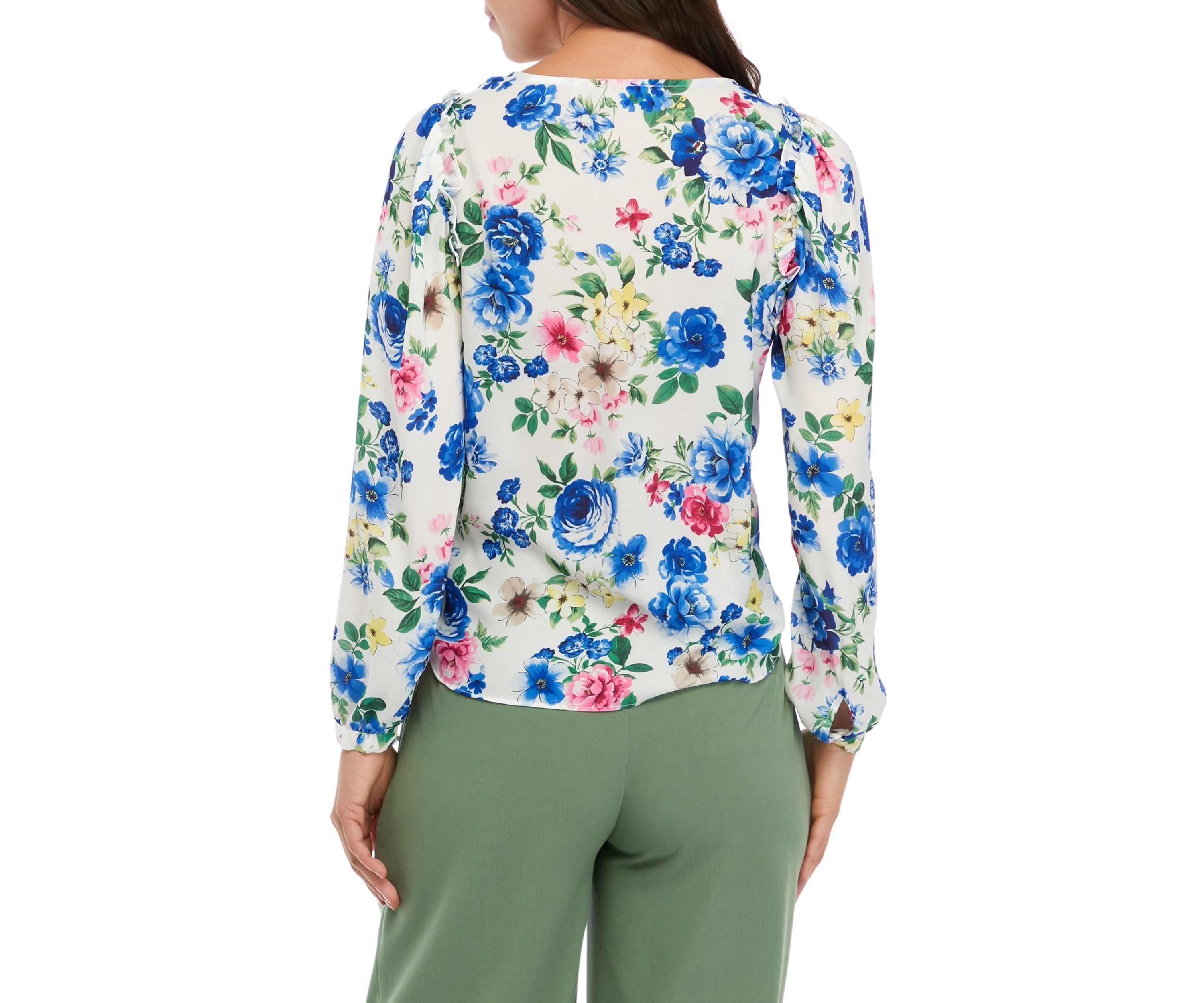 Womens V-Neck Button Down Printed Top