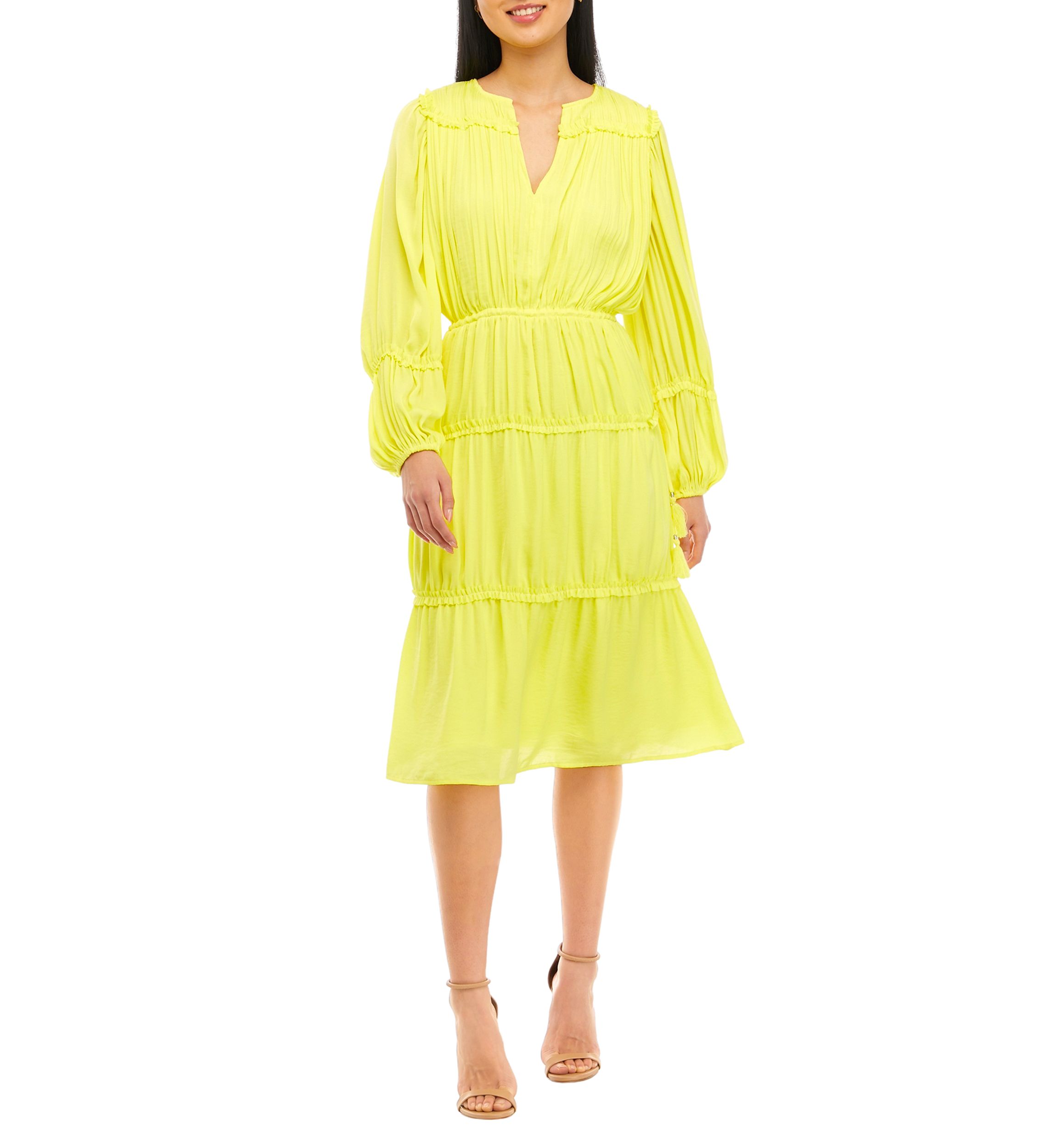 Womens Airflow V-Neck Tiered Dress