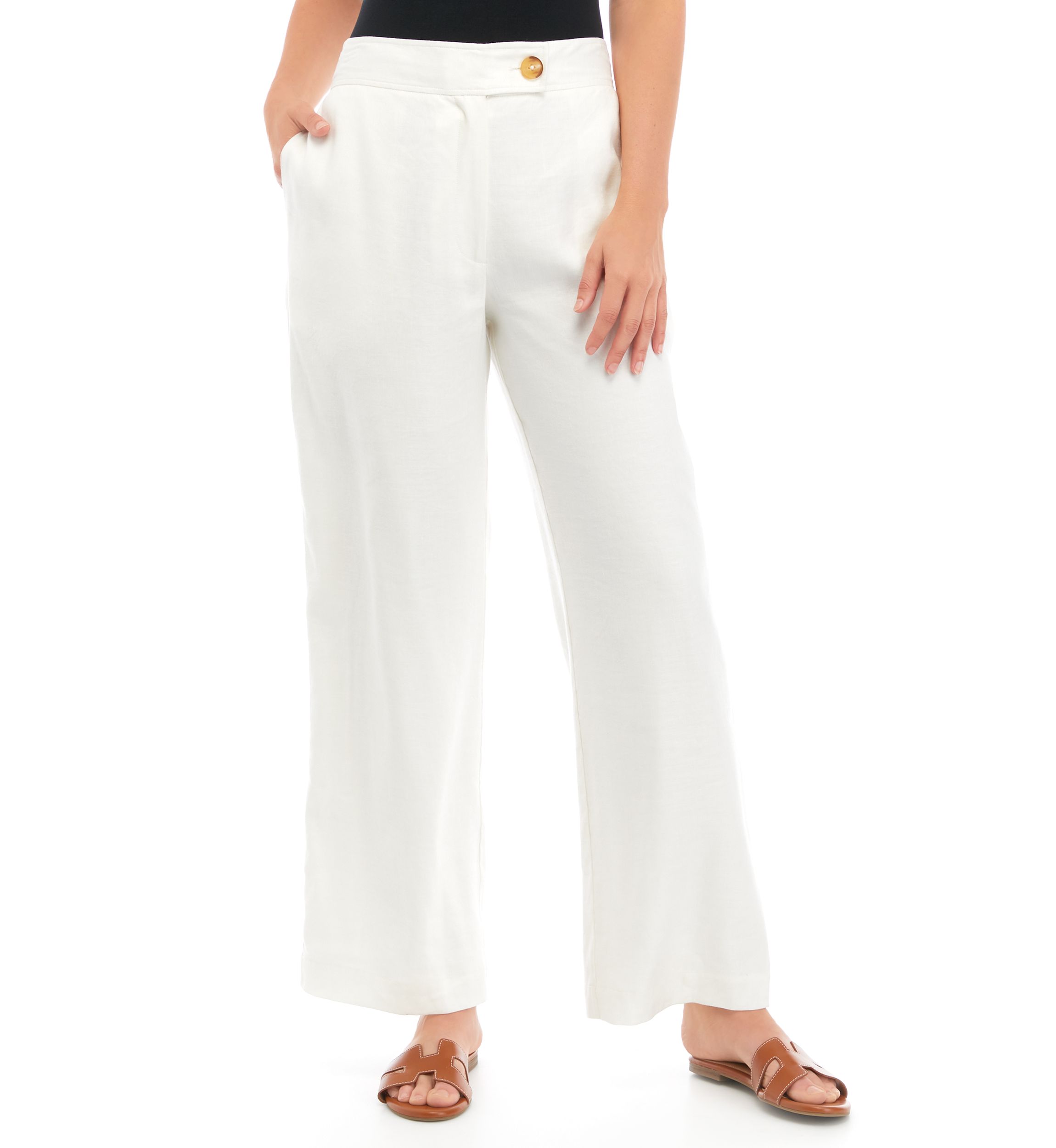 Wide Leg Button Front Pants