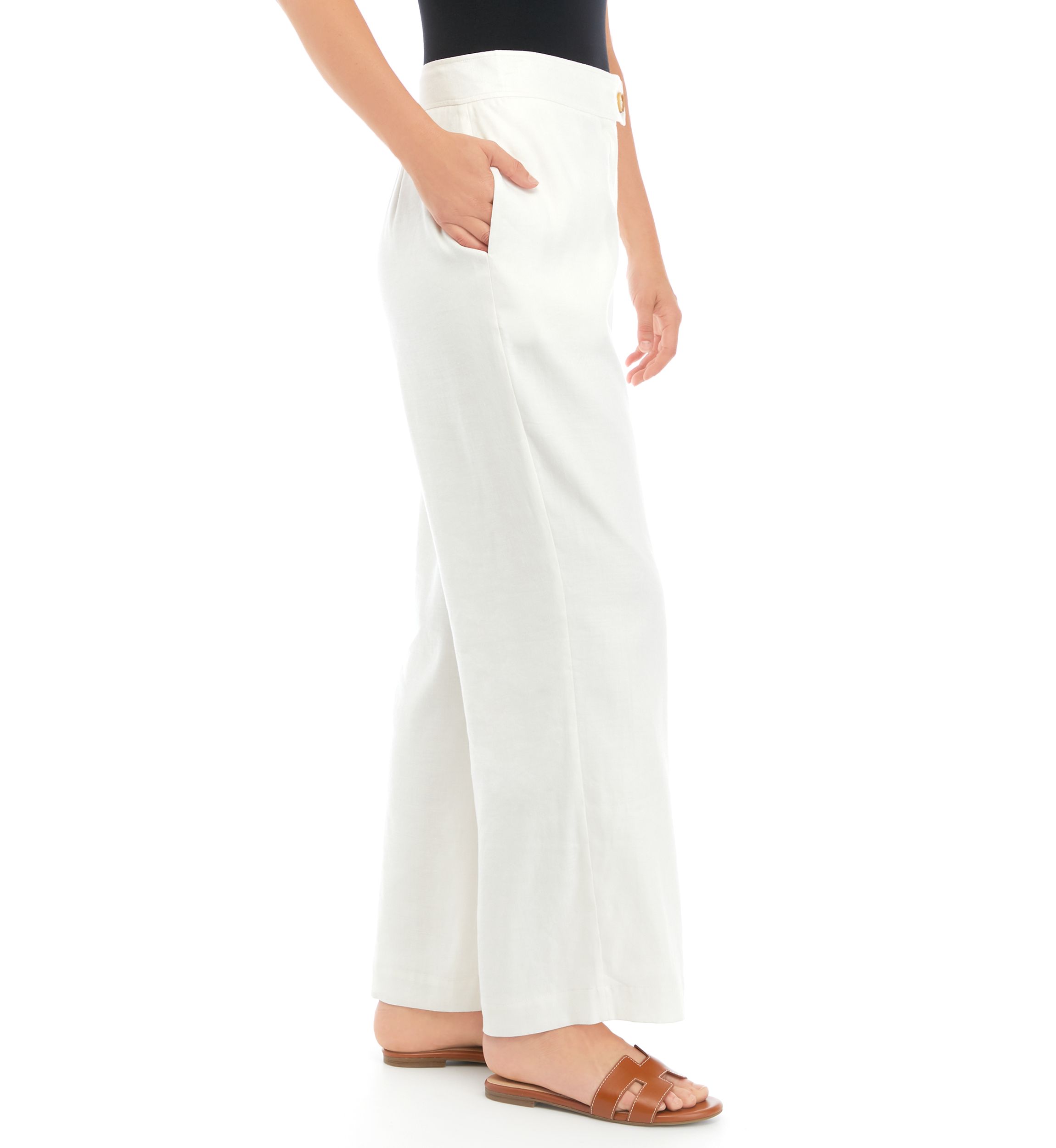 Wide Leg Button Front Pants