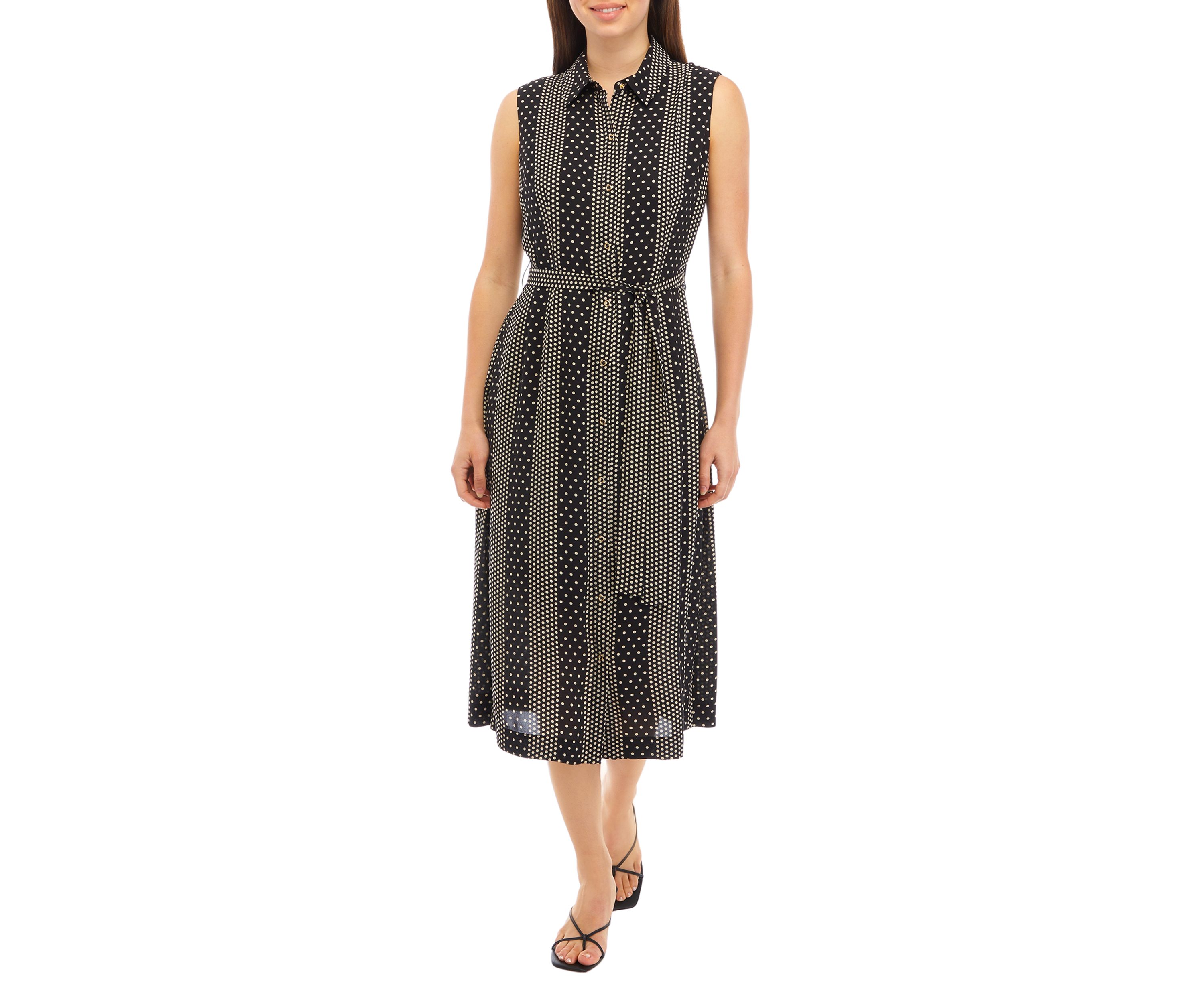 Womens Sleeveless Button Front Shirt Dress
