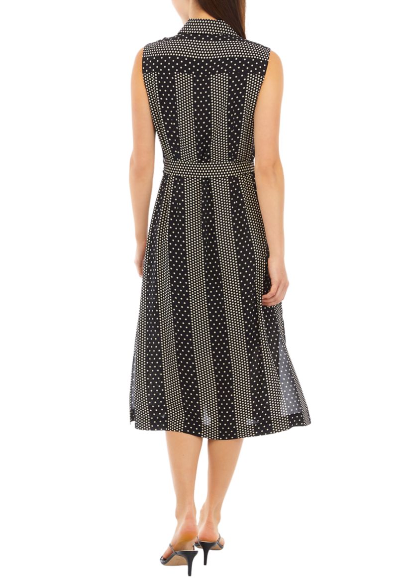Womens Sleeveless Button Front Shirt Dress