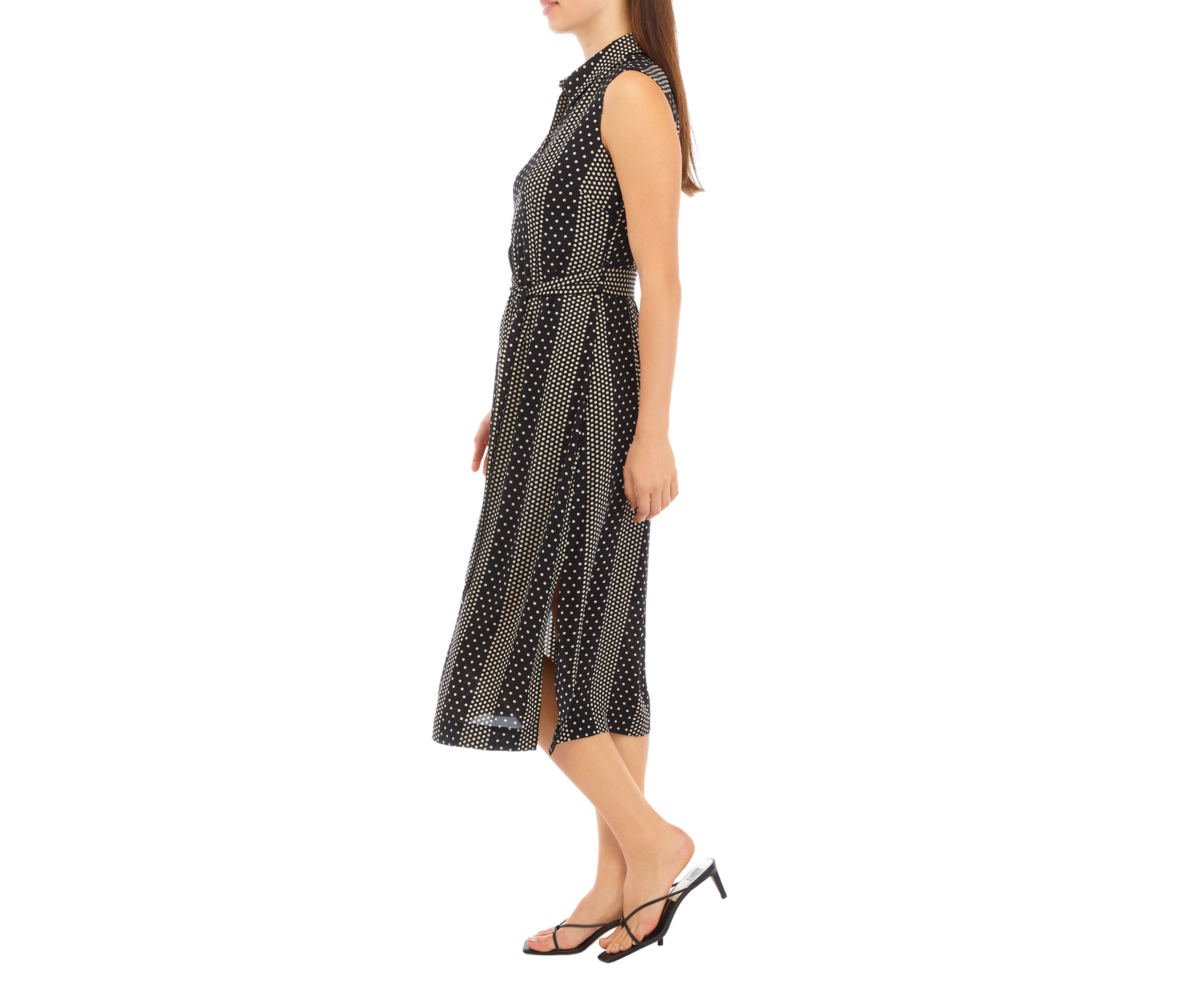 Womens Sleeveless Button Front Shirt Dress