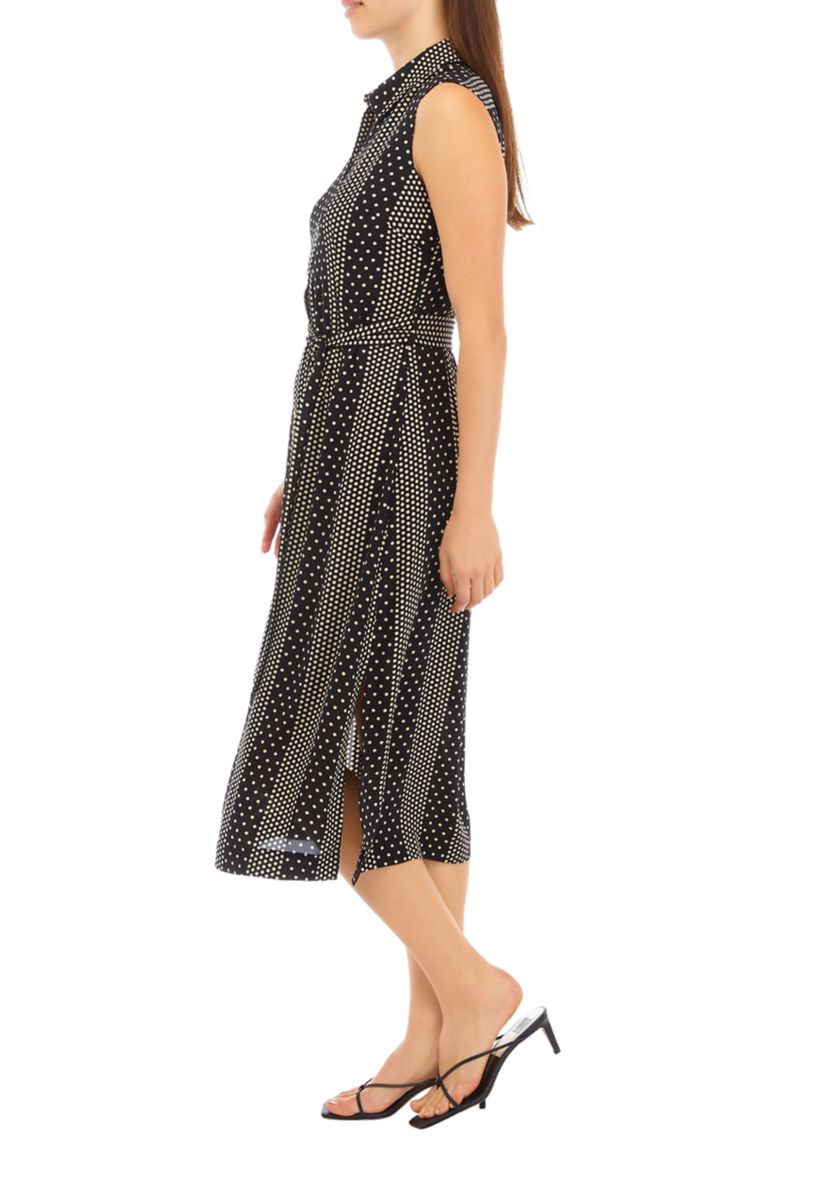 Womens Sleeveless Button Front Shirt Dress